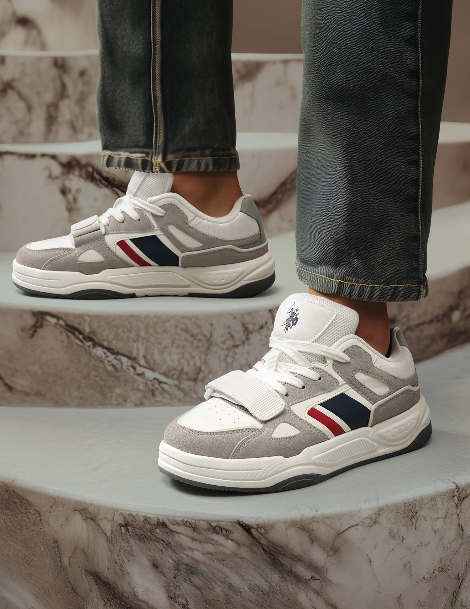 Men Steven Colour Blocked Sneakers Grey - U.S. Polo Assn. India | Large