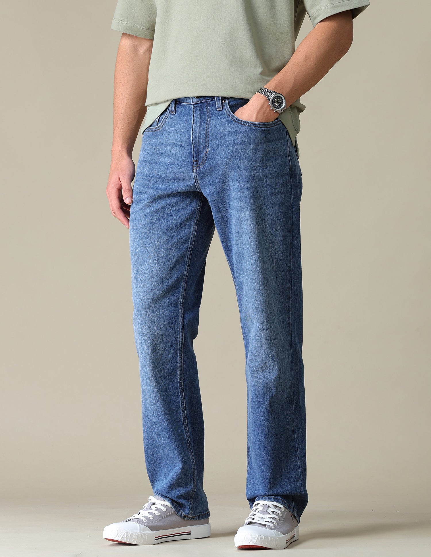 Shawn Relaxed Fit Blue Jeans Mid Blue - U.S. Polo Assn. India | Large