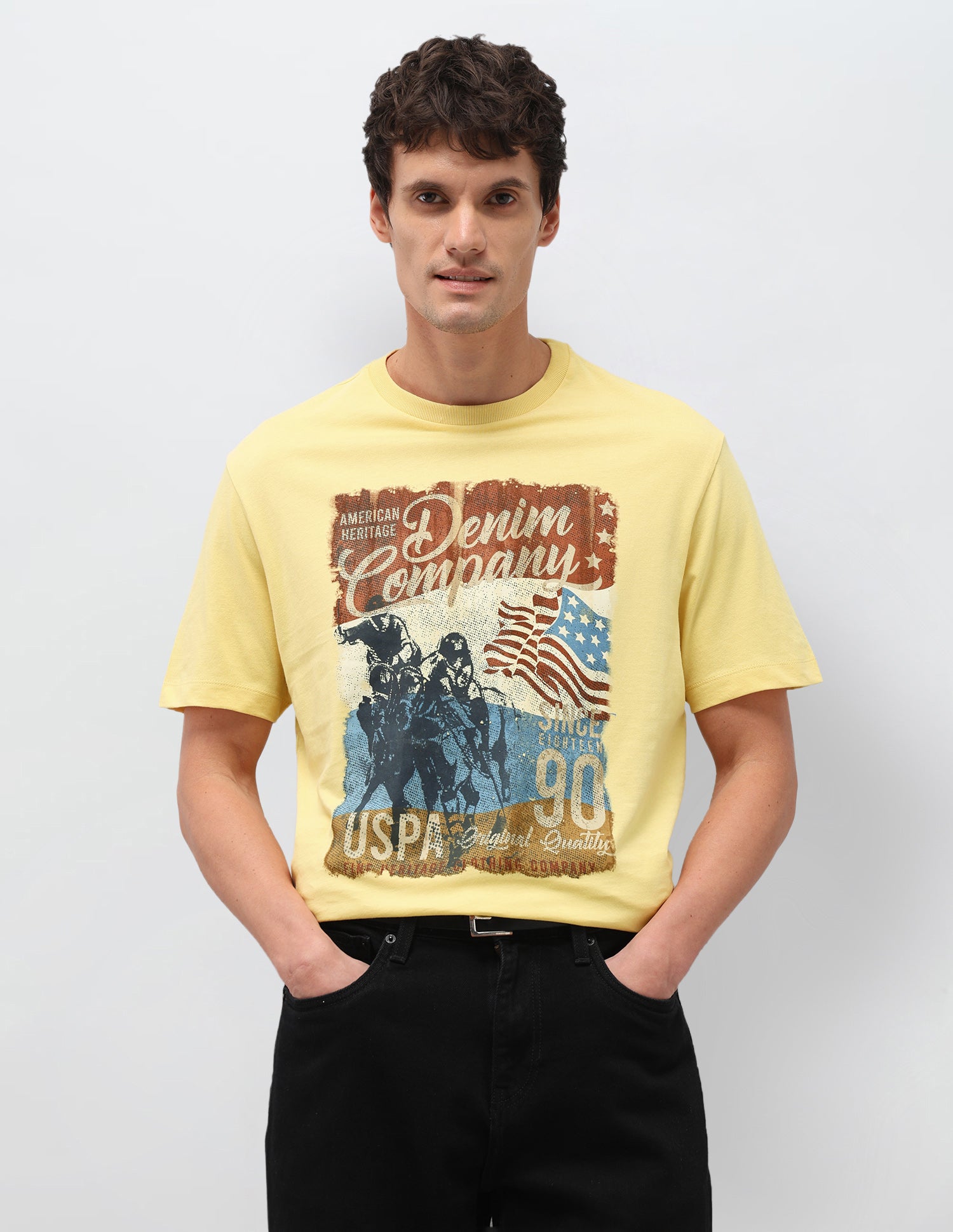Printed Regular Fit T-Shirt Yellow - U.S. Polo Assn. India | Large