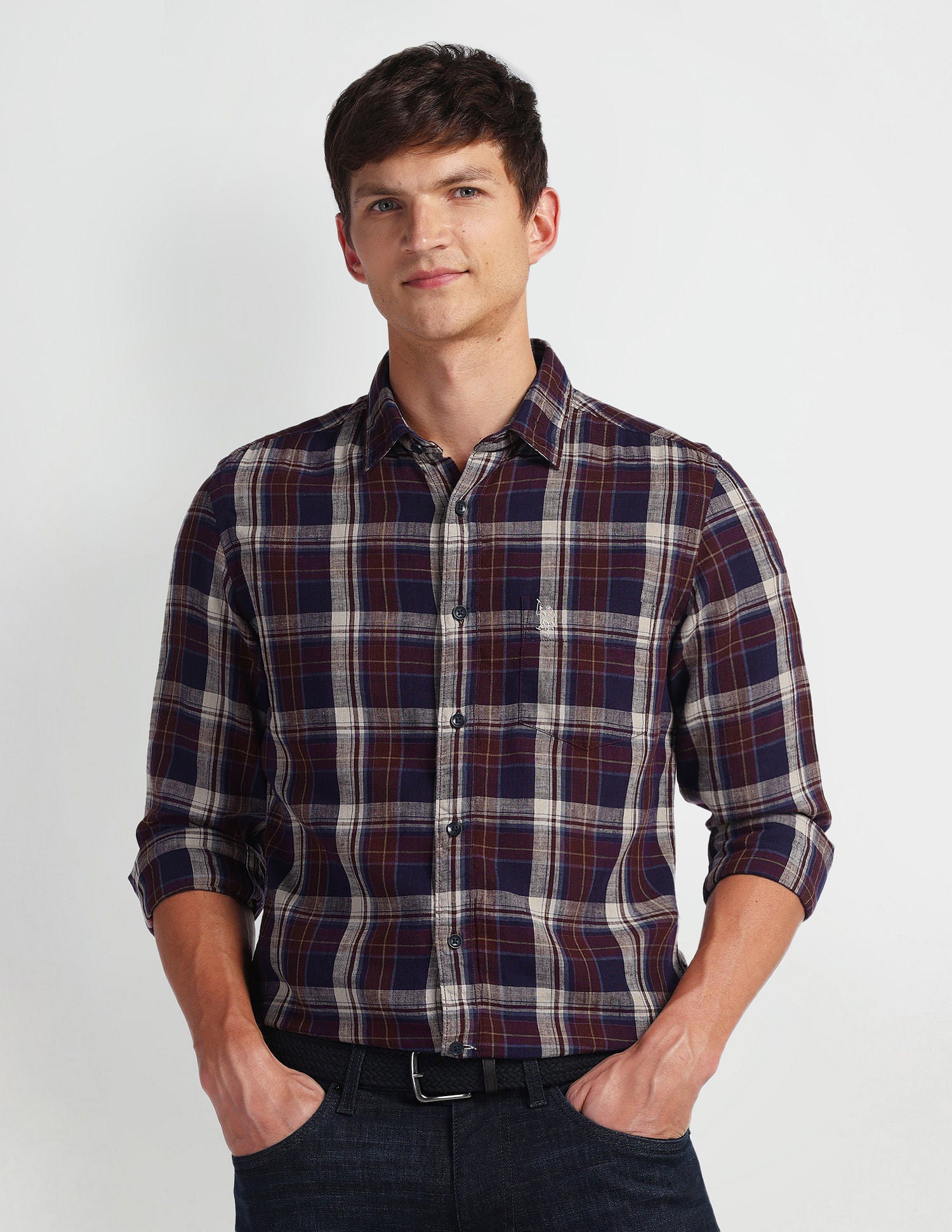 Tartan Check Slim Fit Shirt NAVY BLUE - U.S. Polo Assn. India | Large