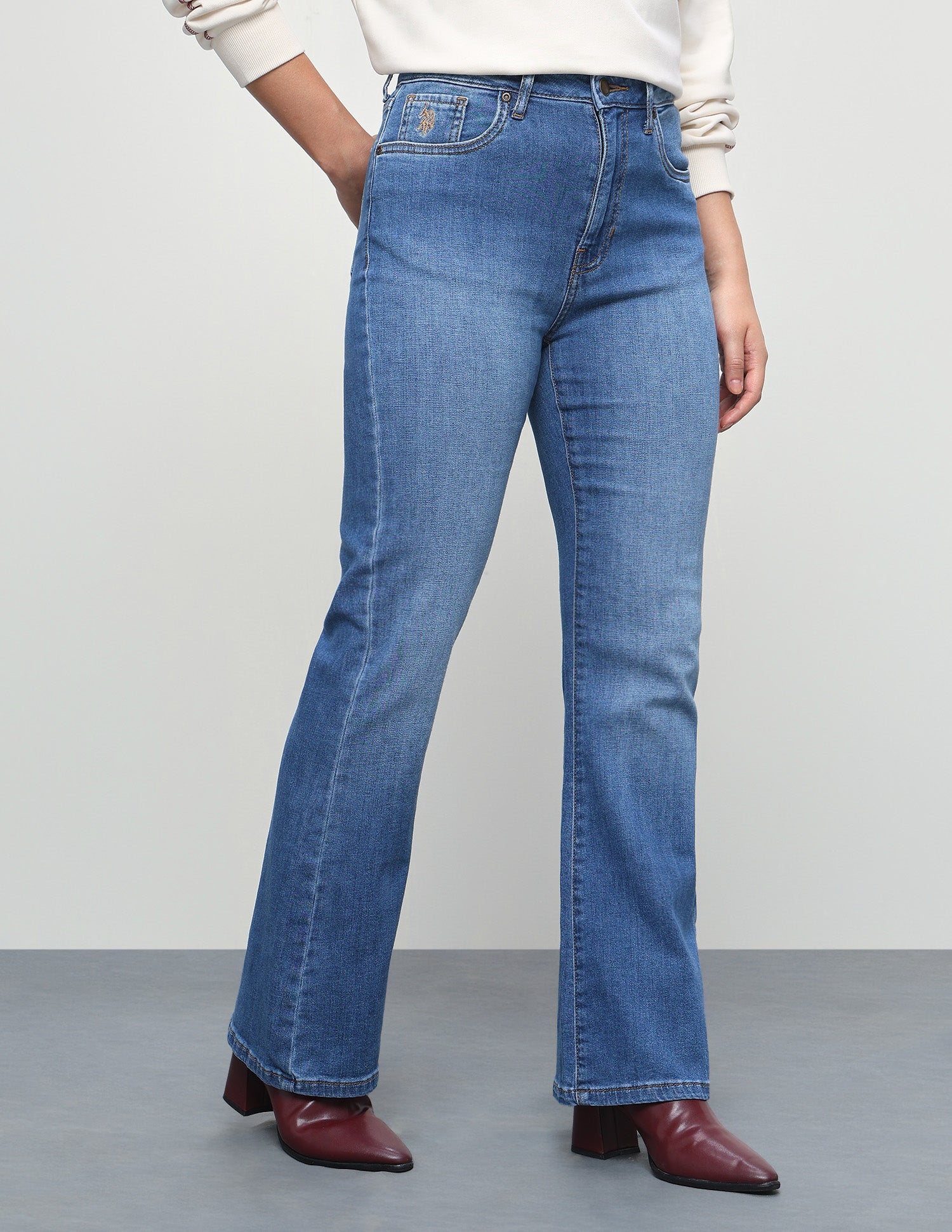 High Rise Bootcut Fit Jeans Blue - U.S. Polo Assn. India | Large