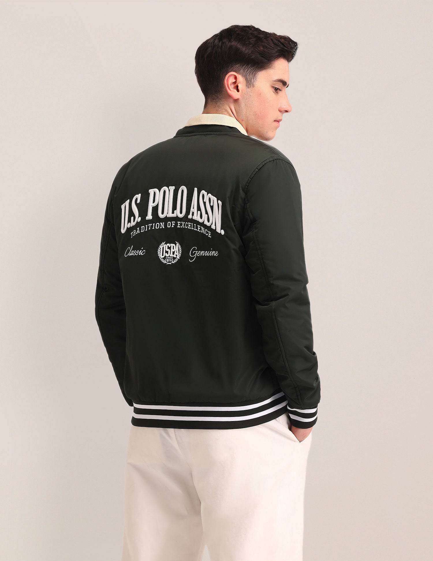 Regular Fit Solid Bomber Jacket