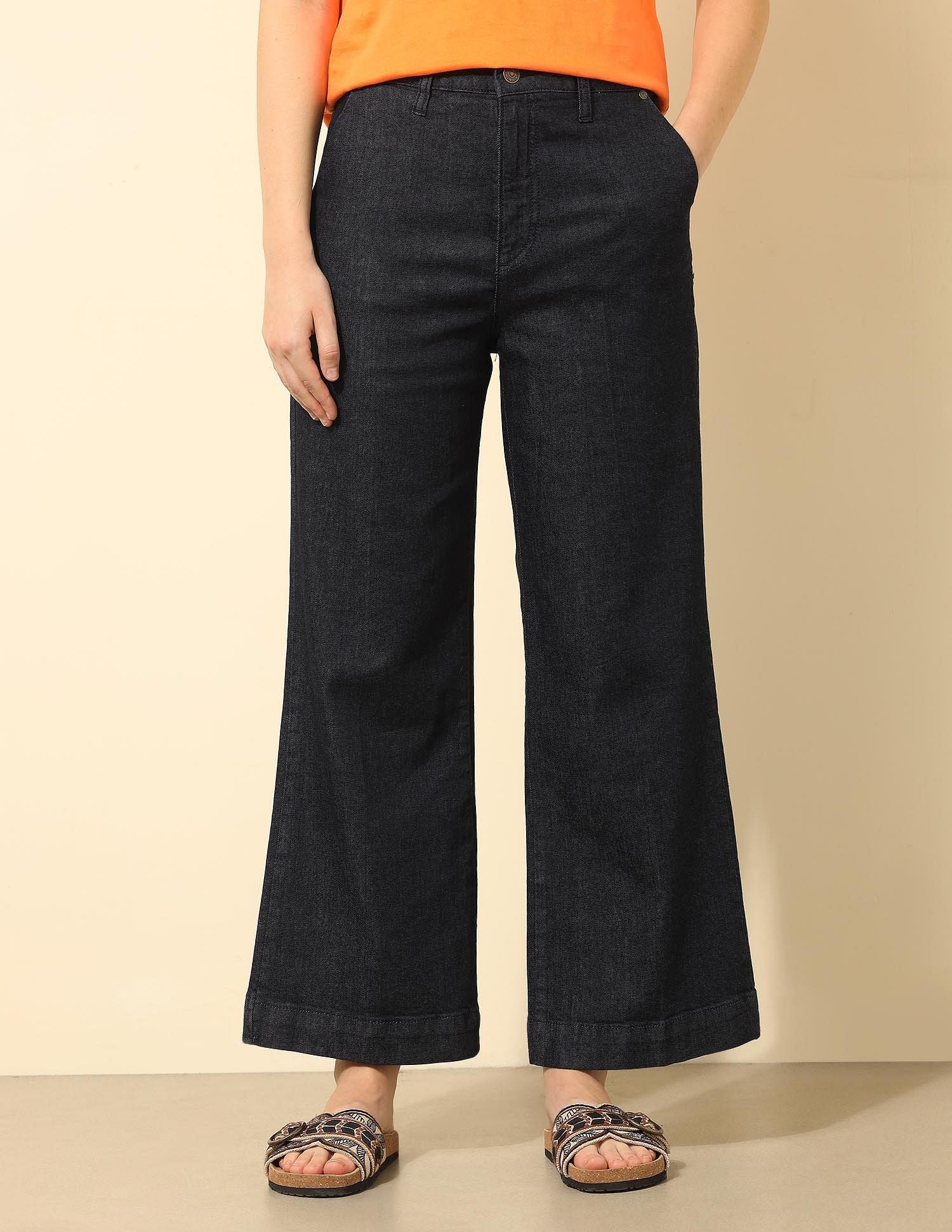 High Rise Wide Leg Jeans Dark Blue - U.S. Polo Assn. India | Large