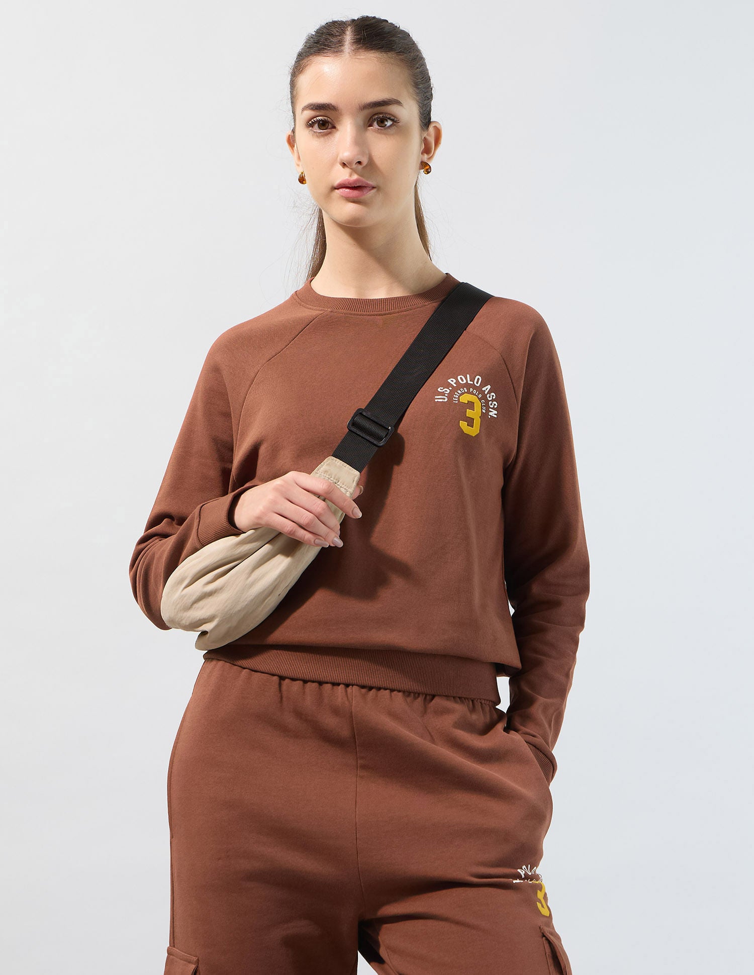 Raglan Fit Solid Sweatshirt Brown - U.S. POLO ASSN. | Large