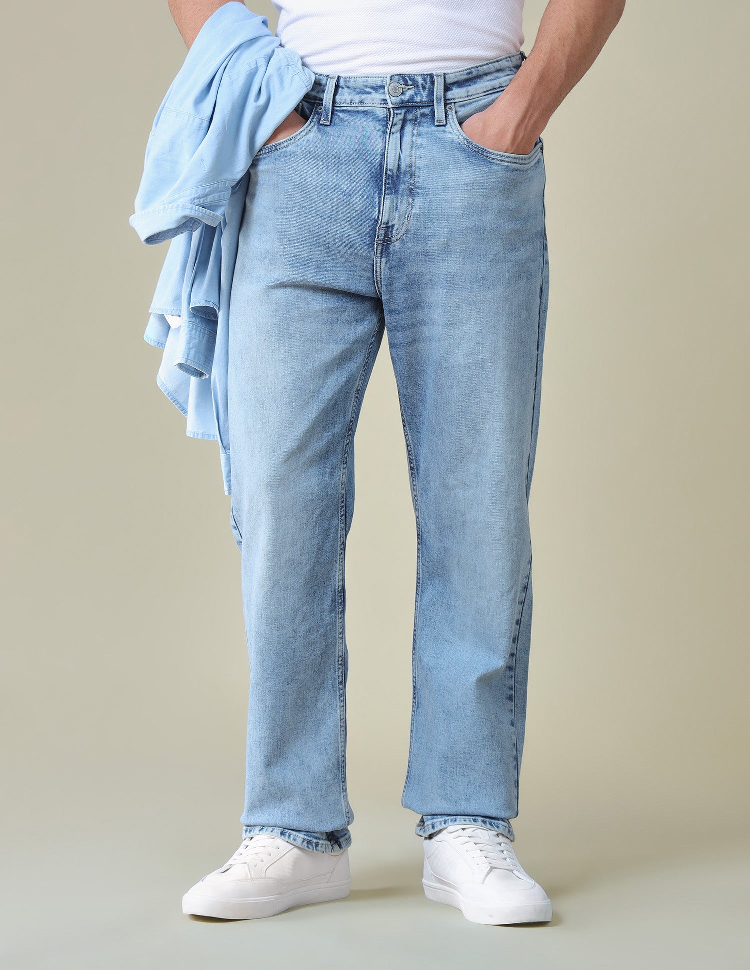 Logan Loose Straight Fit Blue Jeans Light Blue - U.S. Polo Assn. India | Large