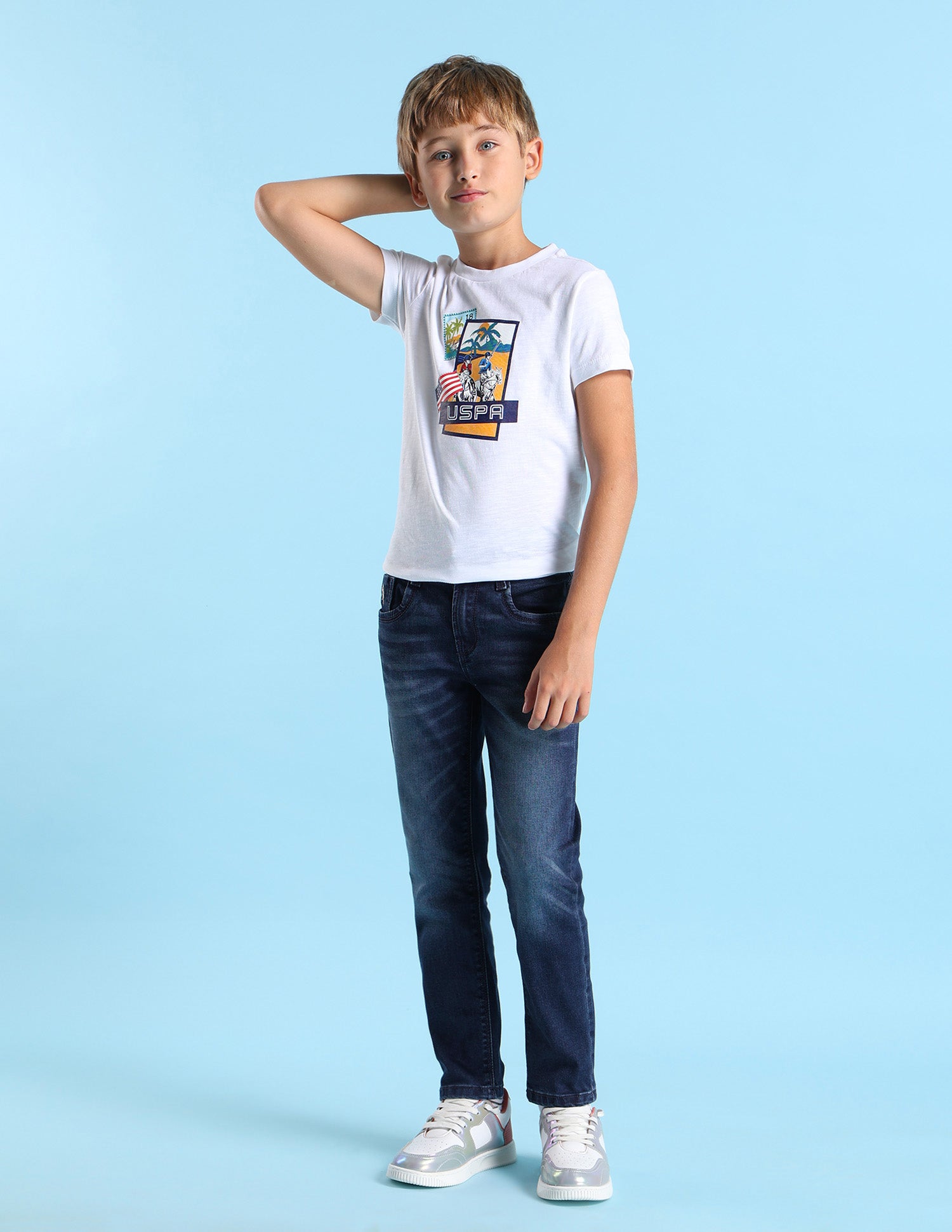 Boys Slim Fit Whiskered Jeans