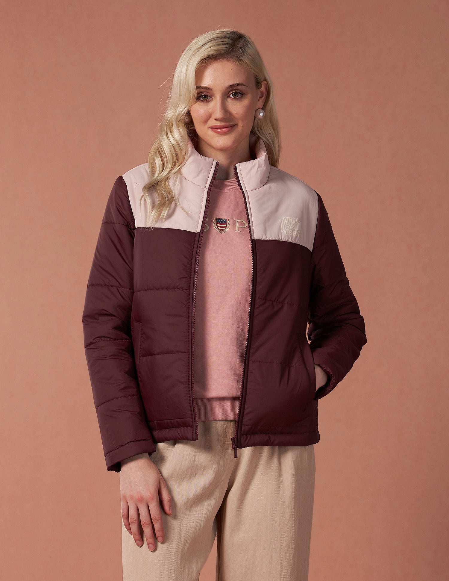 Color Blocked Puffer Jacket