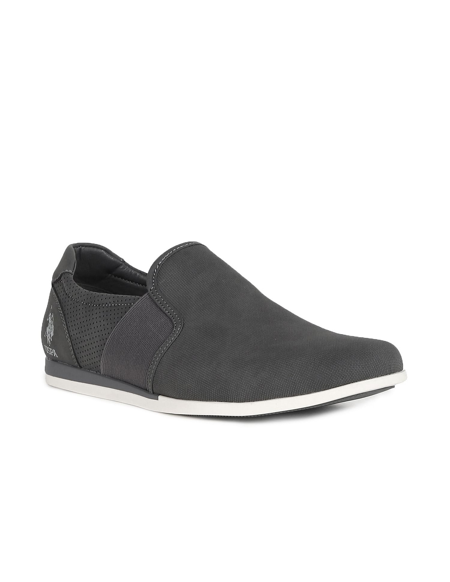 Round Toe Textured Sergio 2.0 Slip On Shoes Grey - U.S. Polo Assn. India | Large