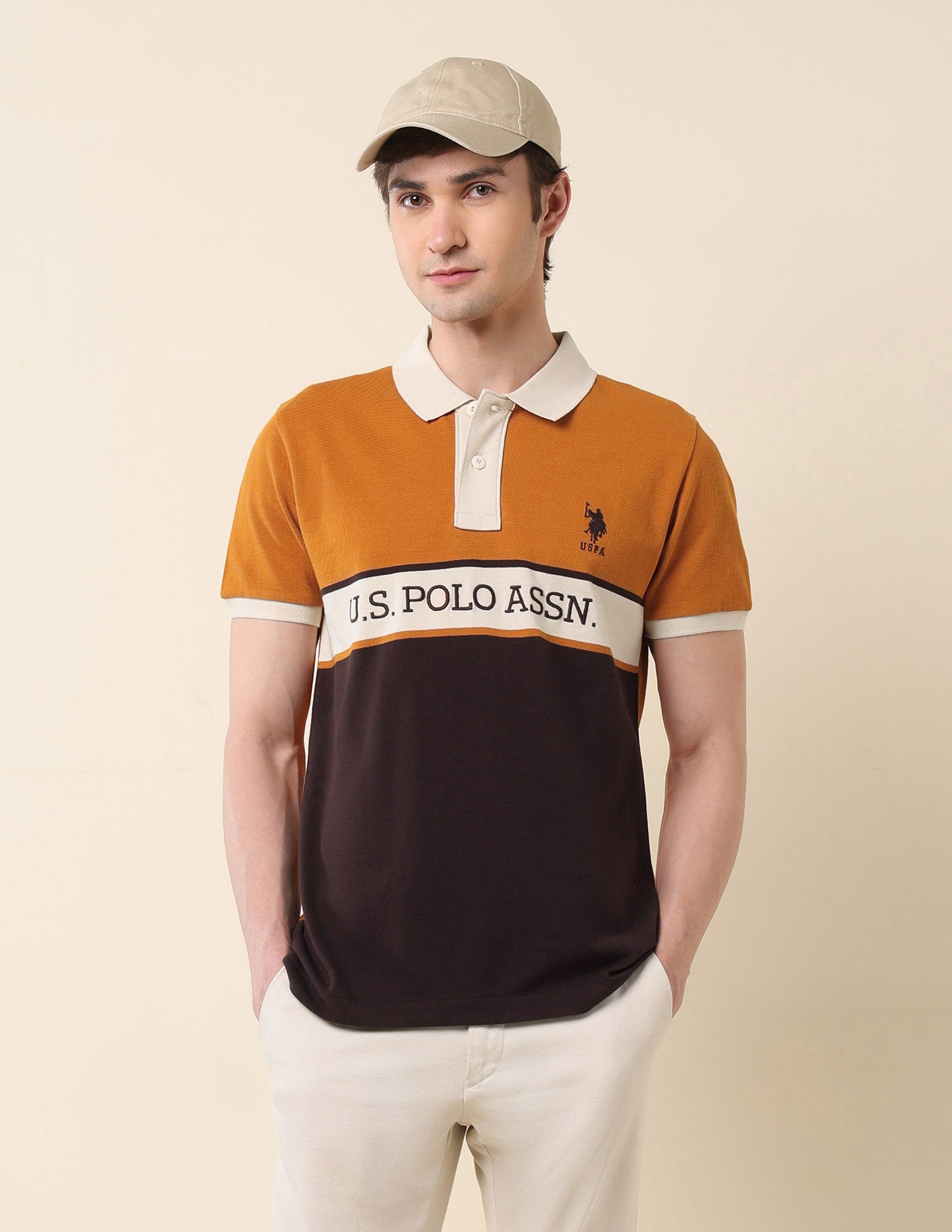 Colourblocked Classic Polo Shirt Mustard - U.S. Polo Assn. India | Large