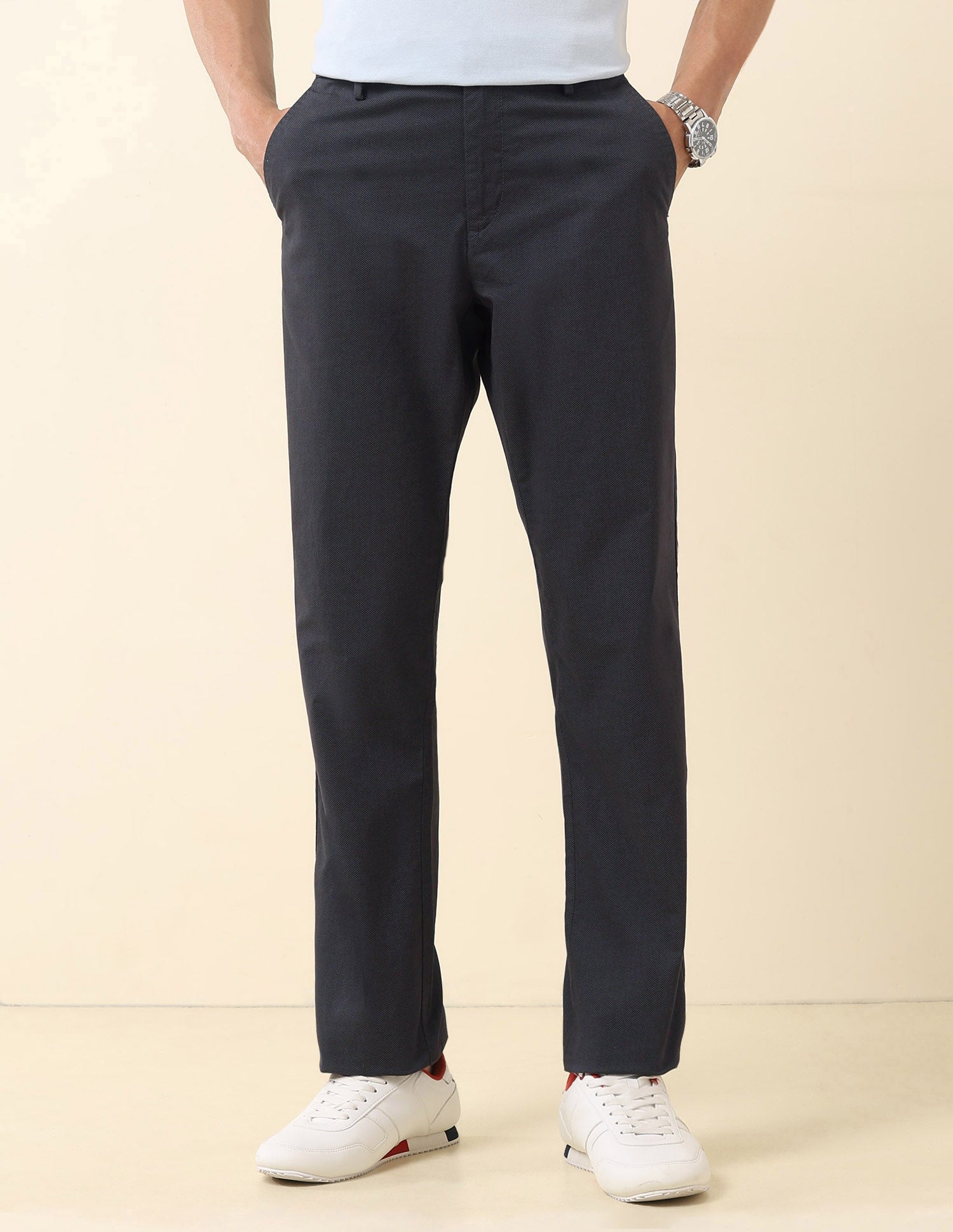 Solid Riley Straight Fit Trousers
