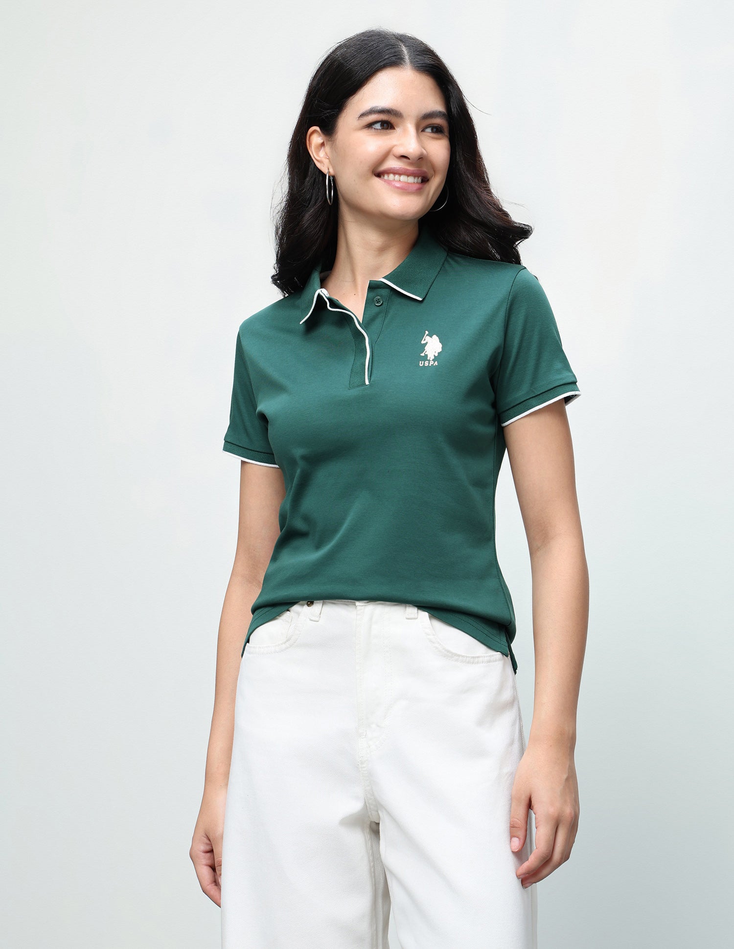 Solid Regular Fit Polo Shirt Dark Green - U.S. Polo Assn. India | Large