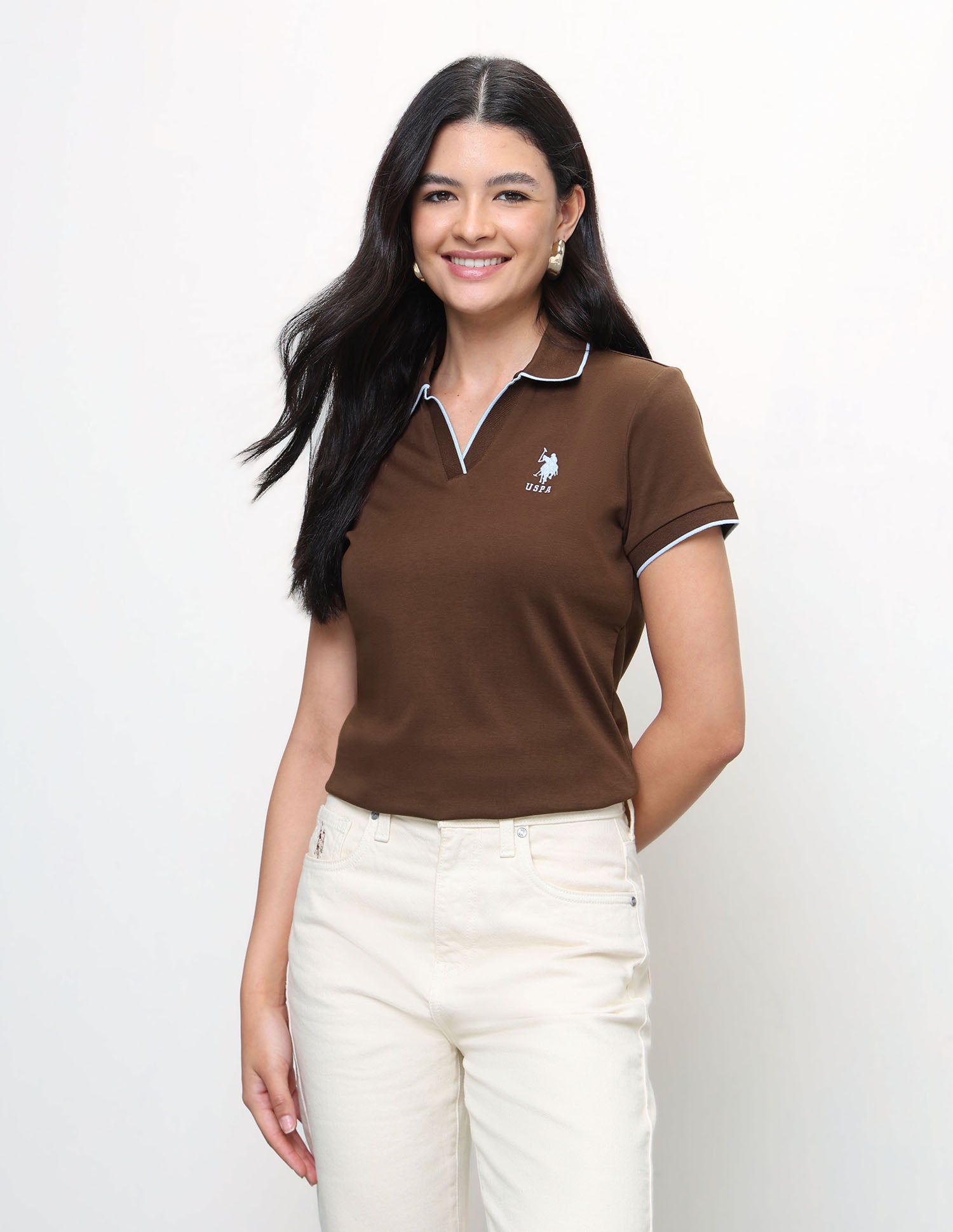 Solid Regular Fit Polo Shirt Brown - U.S. Polo Assn. India | Large