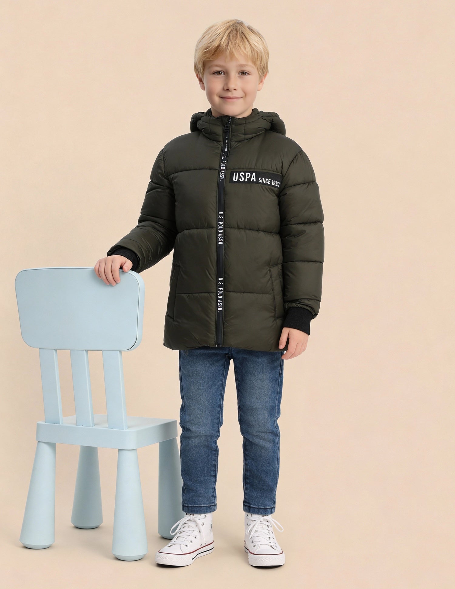 Boys Solid Regular Fit Puffer Jacket