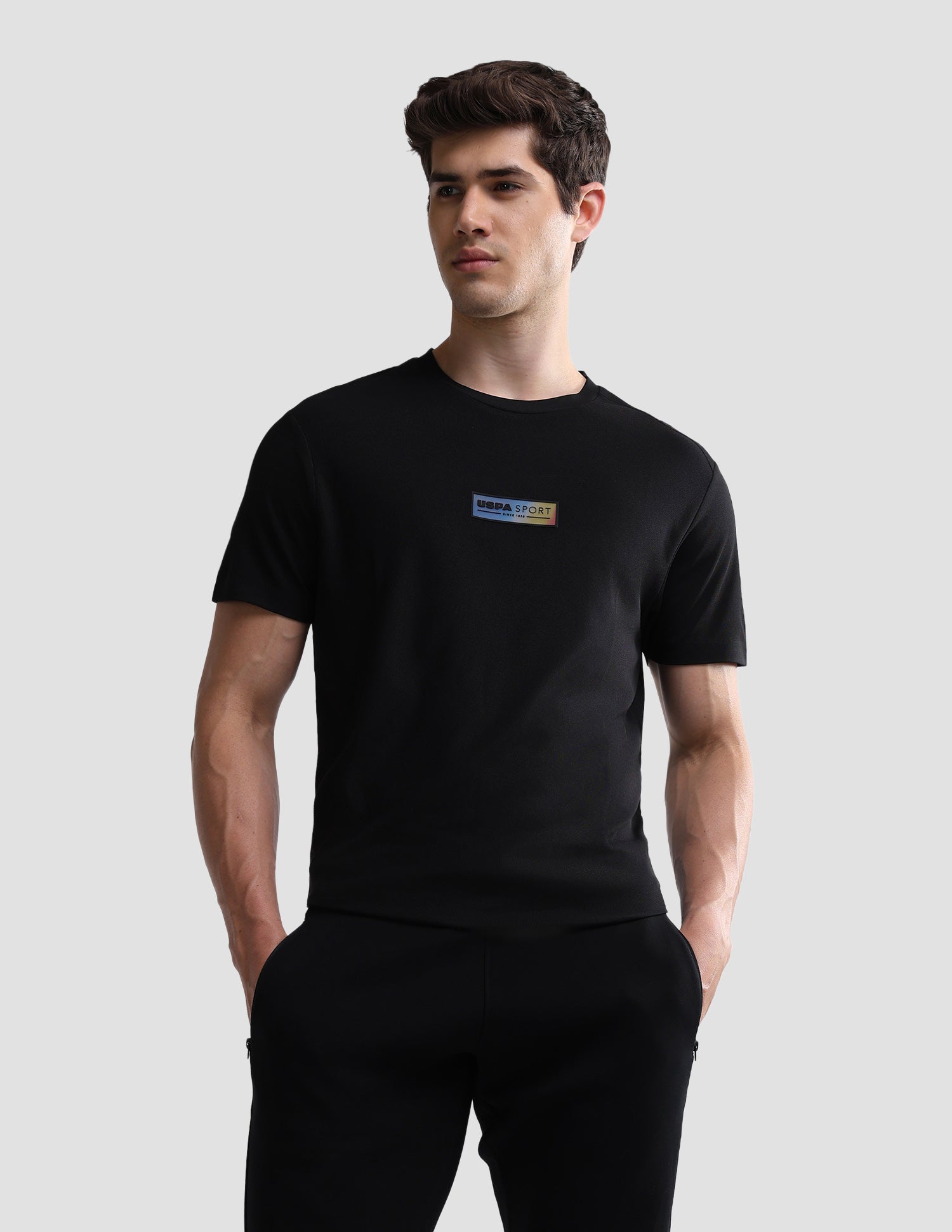 Solid Slim Fit Active T-Shirt Black - U.S. Polo Assn. India | Large