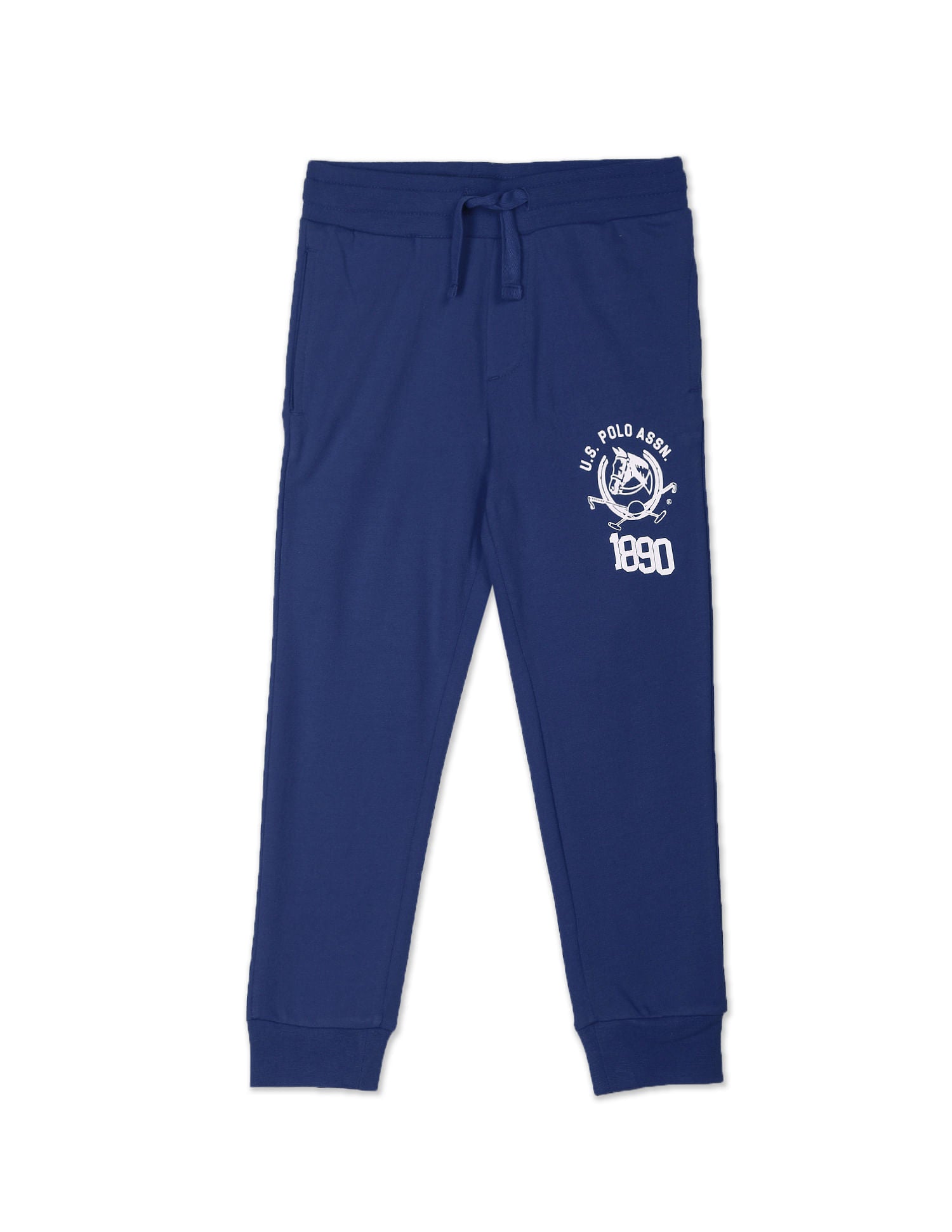 Boys Navy Mid Rise Solid Joggers Navy - U.S. Polo Assn. India | Large