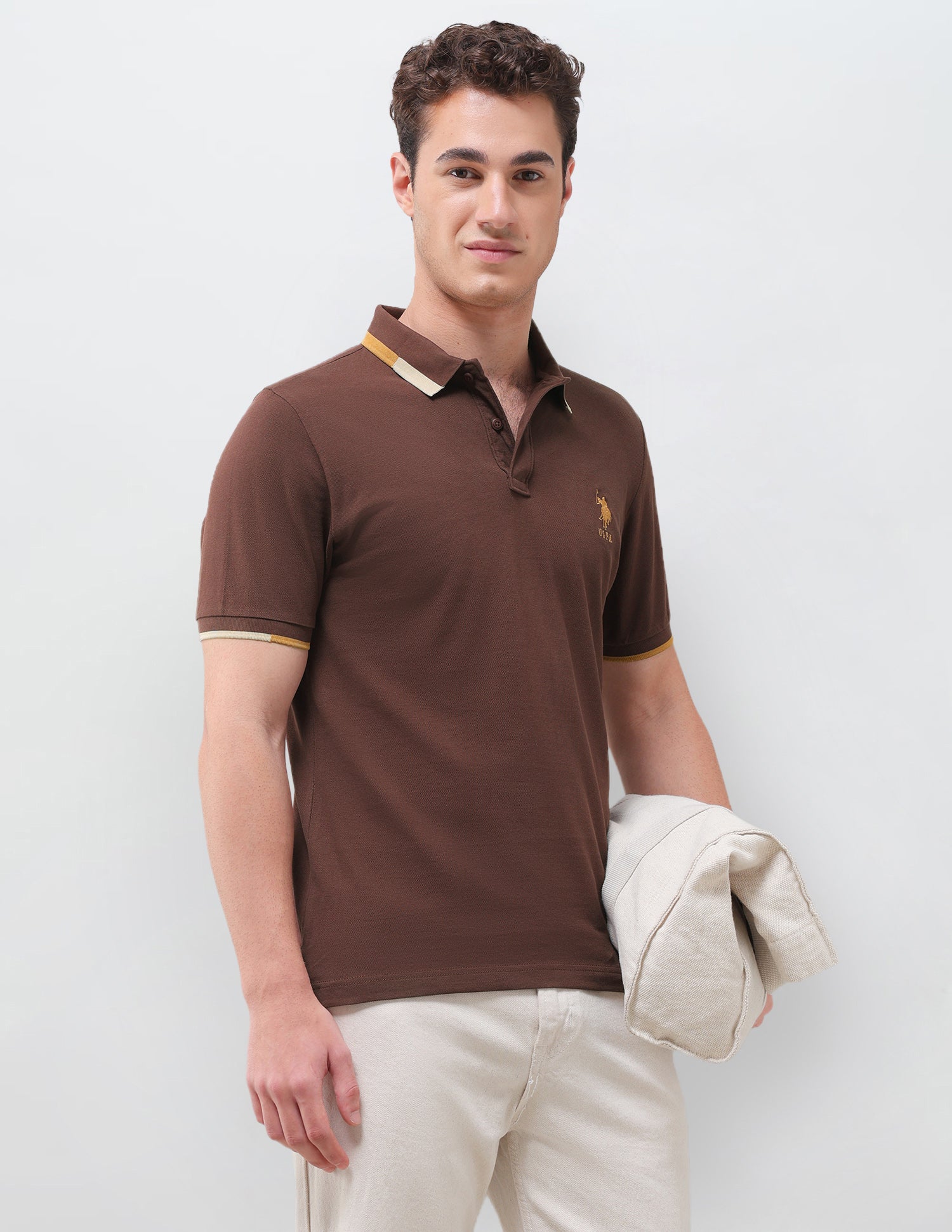 Solid Regular Fit Polo Shirt Dark Brown - U.S. Polo Assn. India | Large