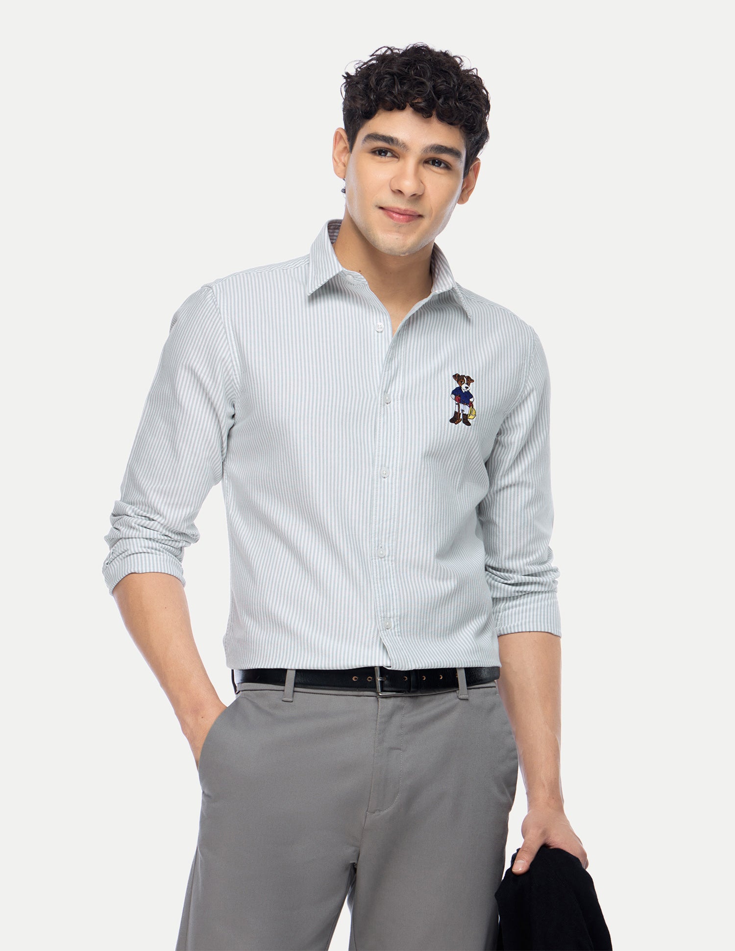 Vertical Striped Oxford Shirt Light Green - U.S. Polo Assn. India | Large