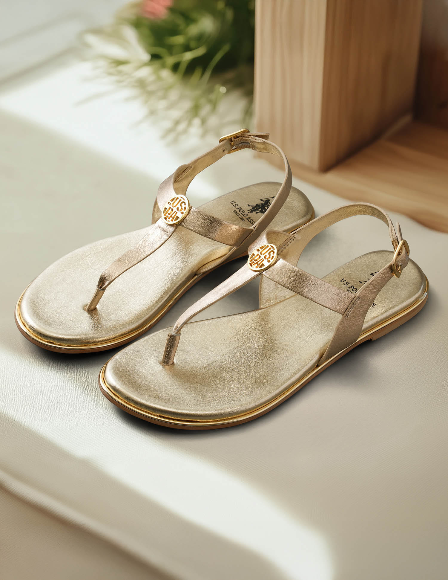 Women Tess Solid Flats Gold - U.S. Polo Assn. India | Large