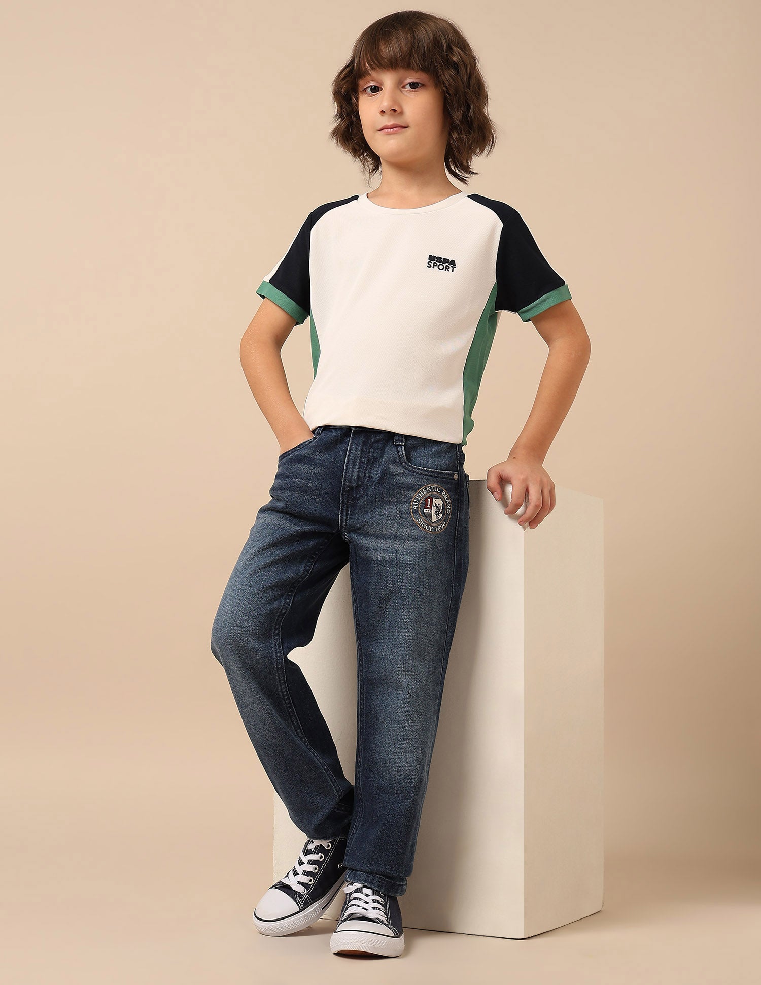 Boys Slim Fit Whiskered Jeans