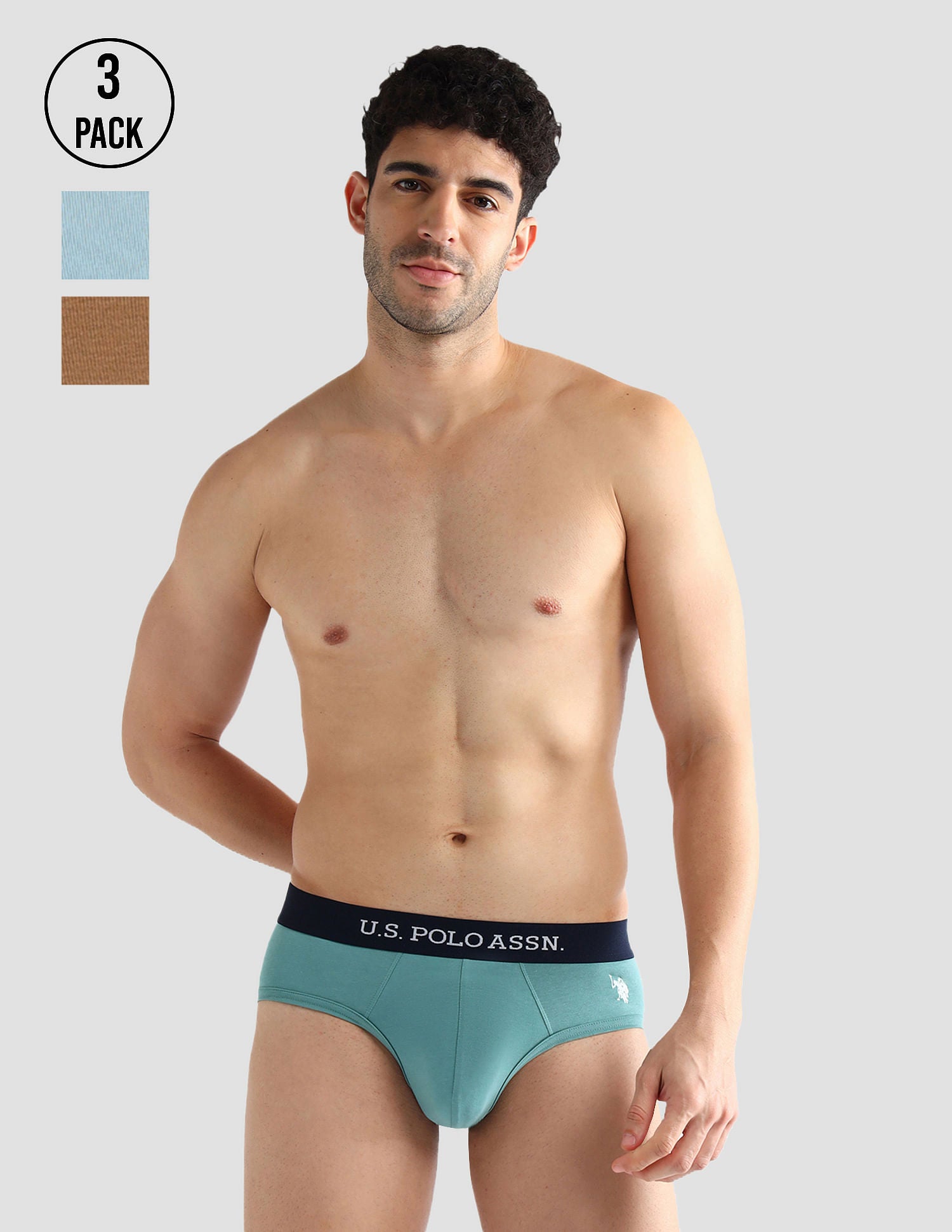 Elasticized Waist Solid OEB13 Briefs - Pack Of 3