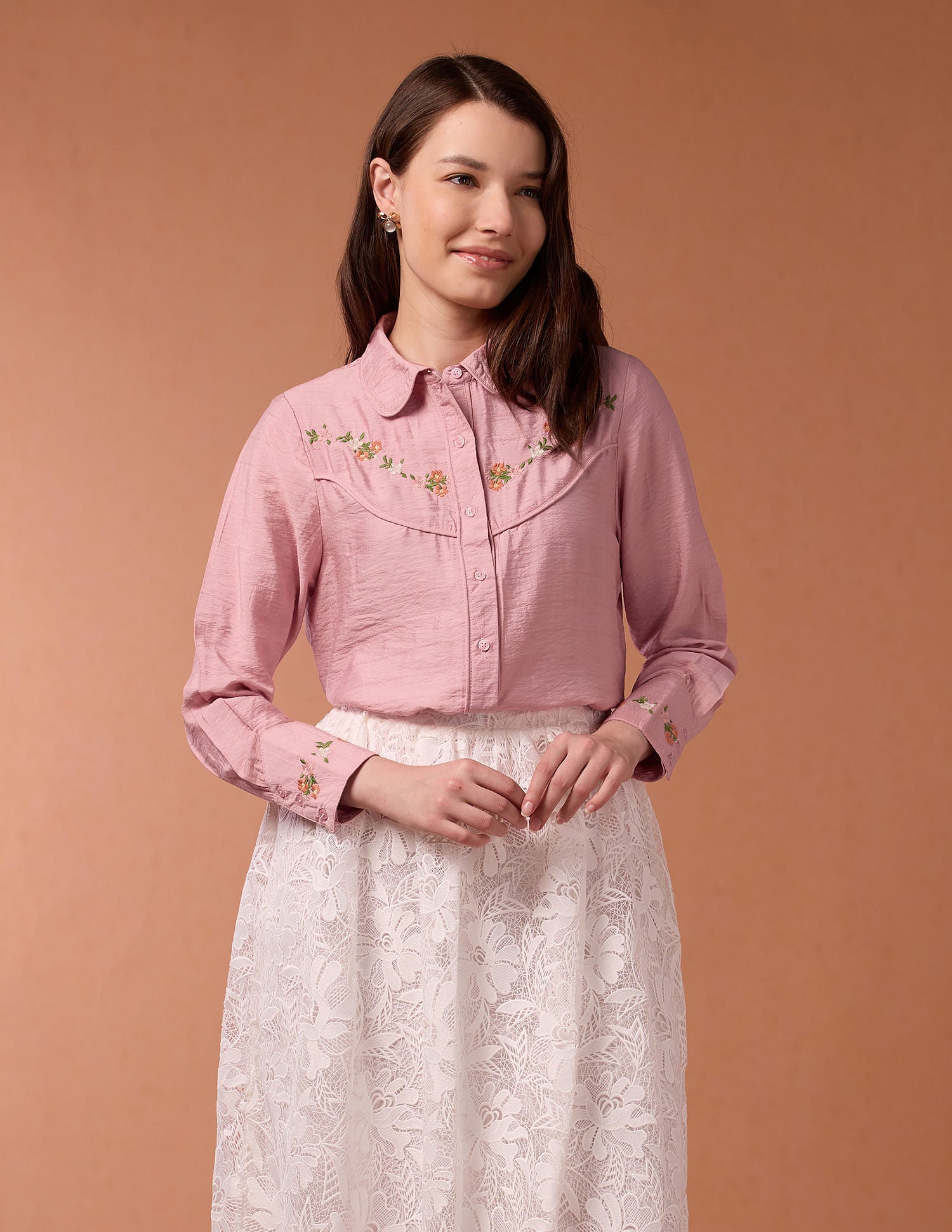 Embroidered Yoke Dobby Top Pink - U.S. Polo Assn. India | Large