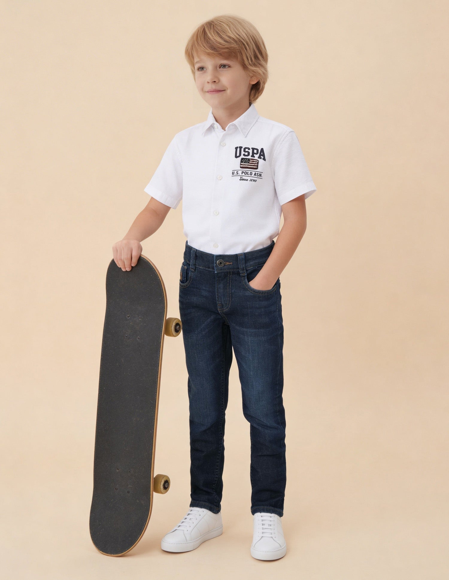 Whiskered Slim Fit Jeans