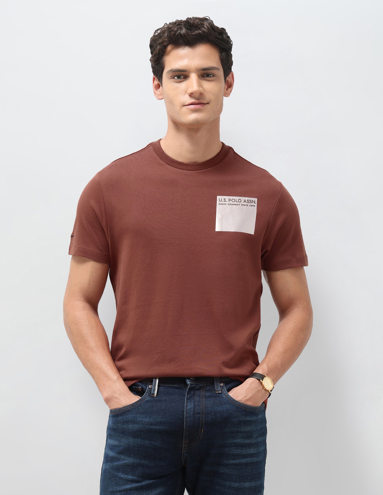 Solid Slim Fit T-Shirt Rust - U.S. Polo Assn. India | Large