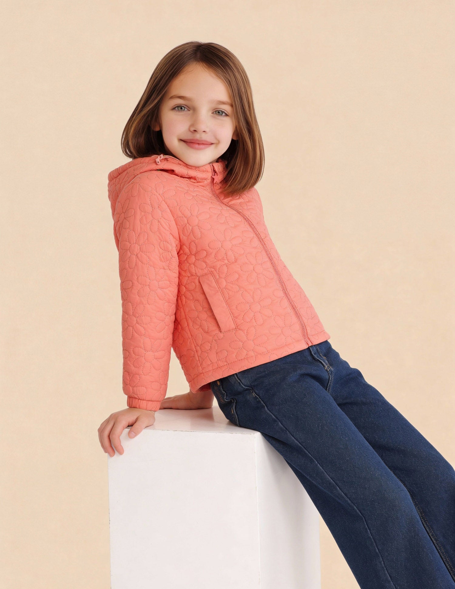 Girls Floral Quilted Jacket