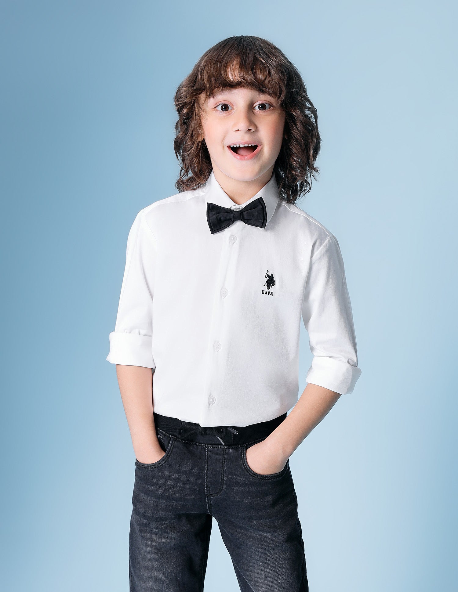 Boys Poplin Bow Tie Shirt