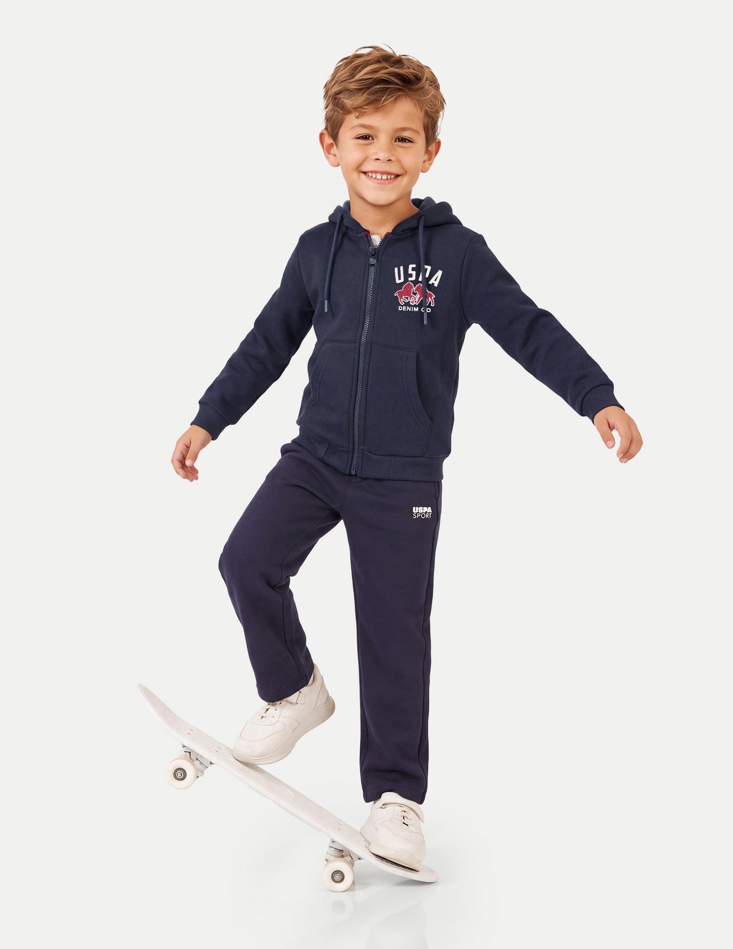 Solid Regular Fit Zipper Sweatshirt Navy - U.S. Polo Assn. India | Large