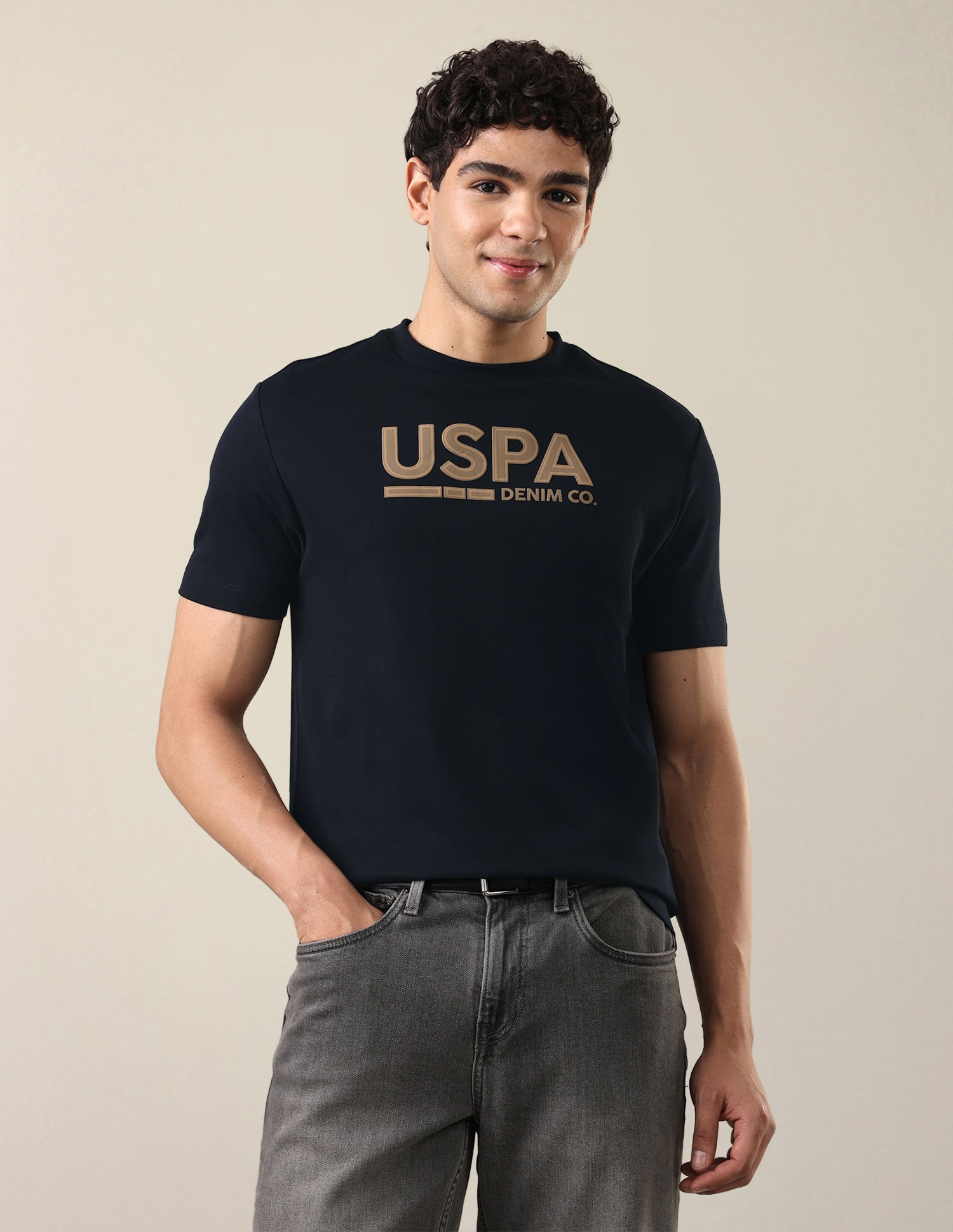 Brand Printed Slim Fit T-Shirt Navy - U.S. Polo Assn. India | Large