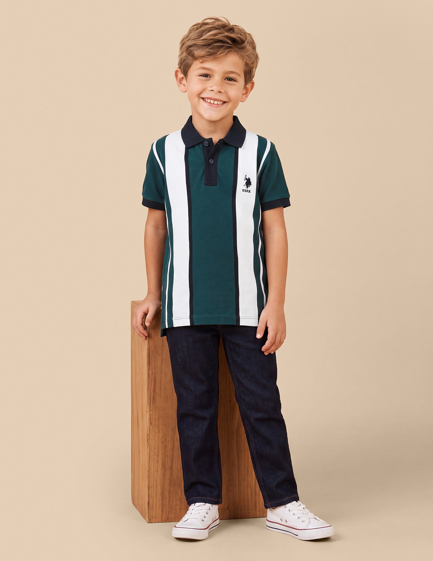 Vertical Striped Regular Fit Polo Shirt Teal - U.S. Polo Assn. India | Large
