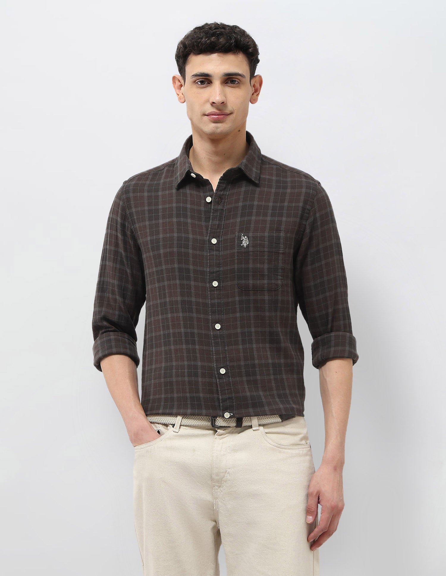 Tartan Checked Dobby Shirt Choco - U.S. Polo Assn. India | Large