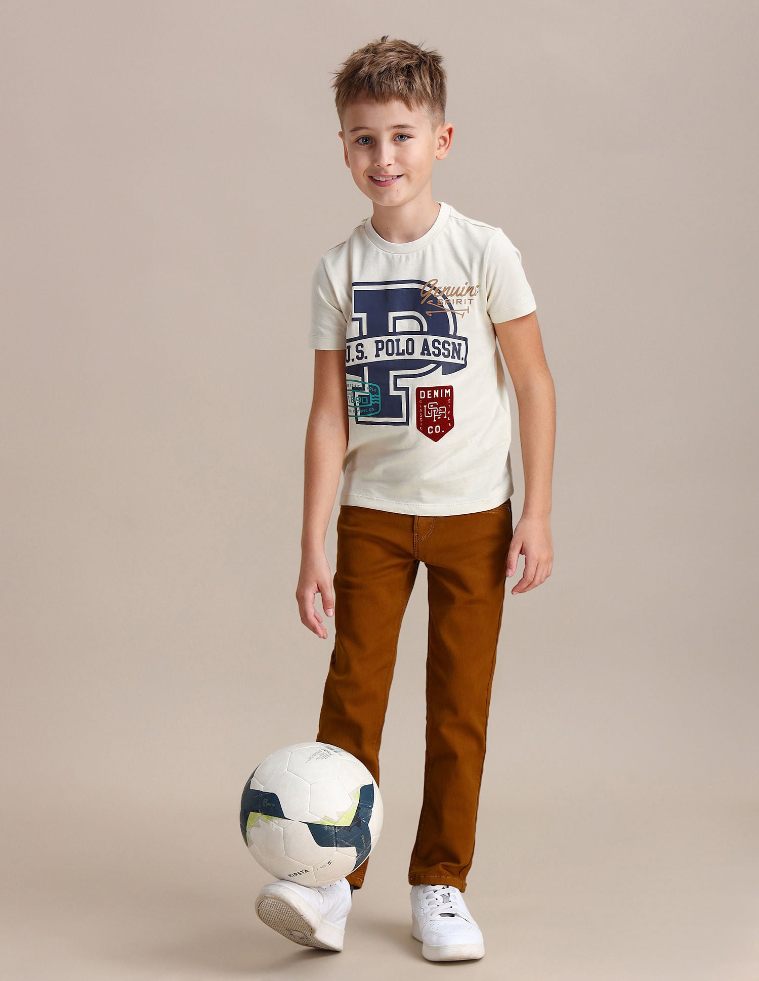 Boys Brand Print Regular Fit T-shirt