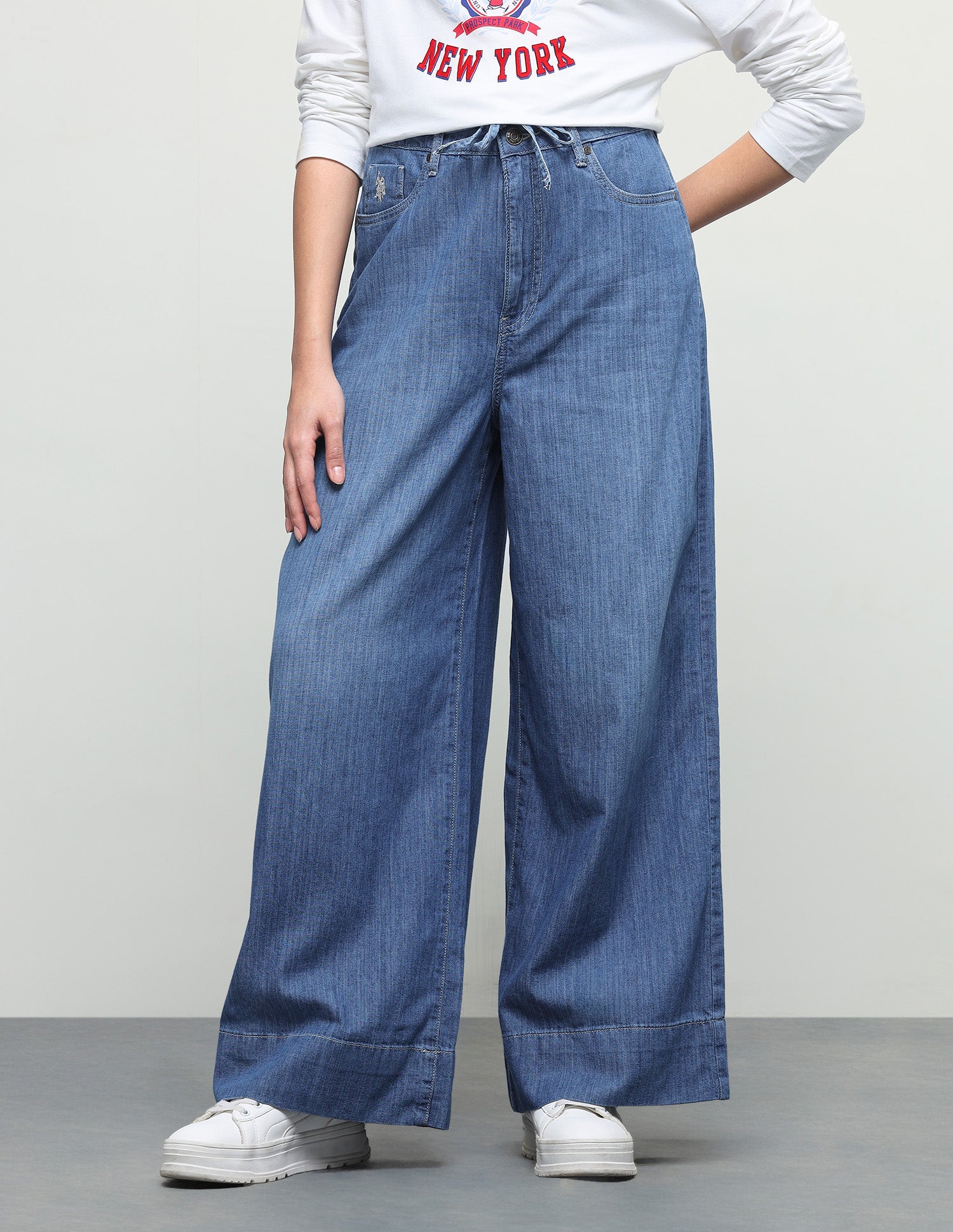 Wide Leg Fit Blue Jeans Blue - U.S. Polo Assn. India | Large