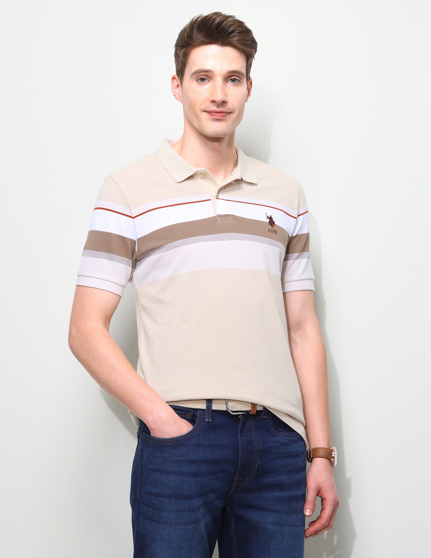 Horizontal Striped Slim Fit Polo Shirt