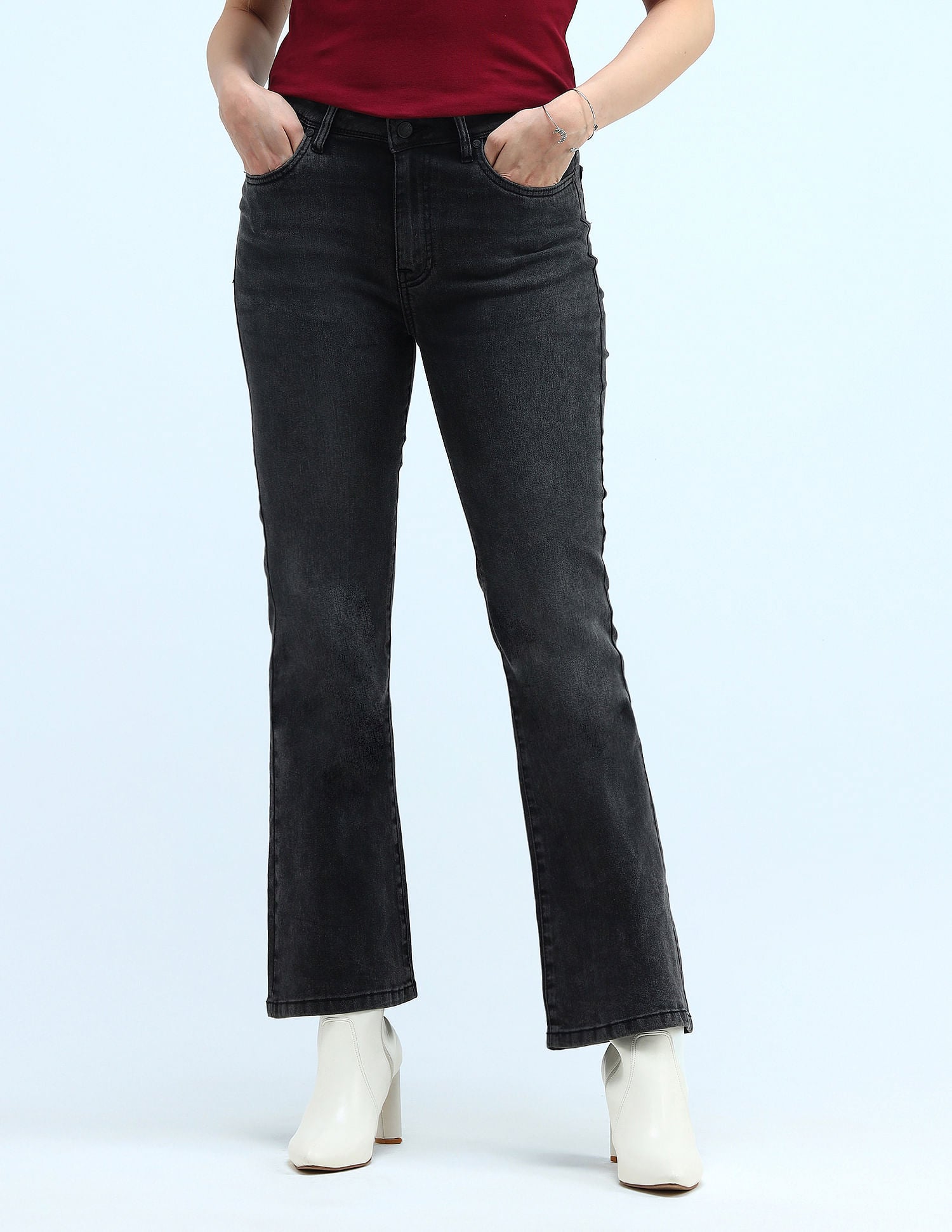 High Rise Flared Fit Jeans Dark Grey - U.S. Polo Assn. India | Large