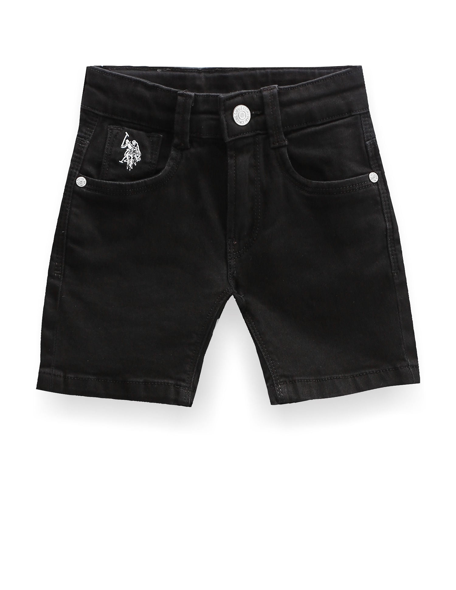 Boys Mid Rise Twill Shorts Black - U.S. Polo Assn. India | Large