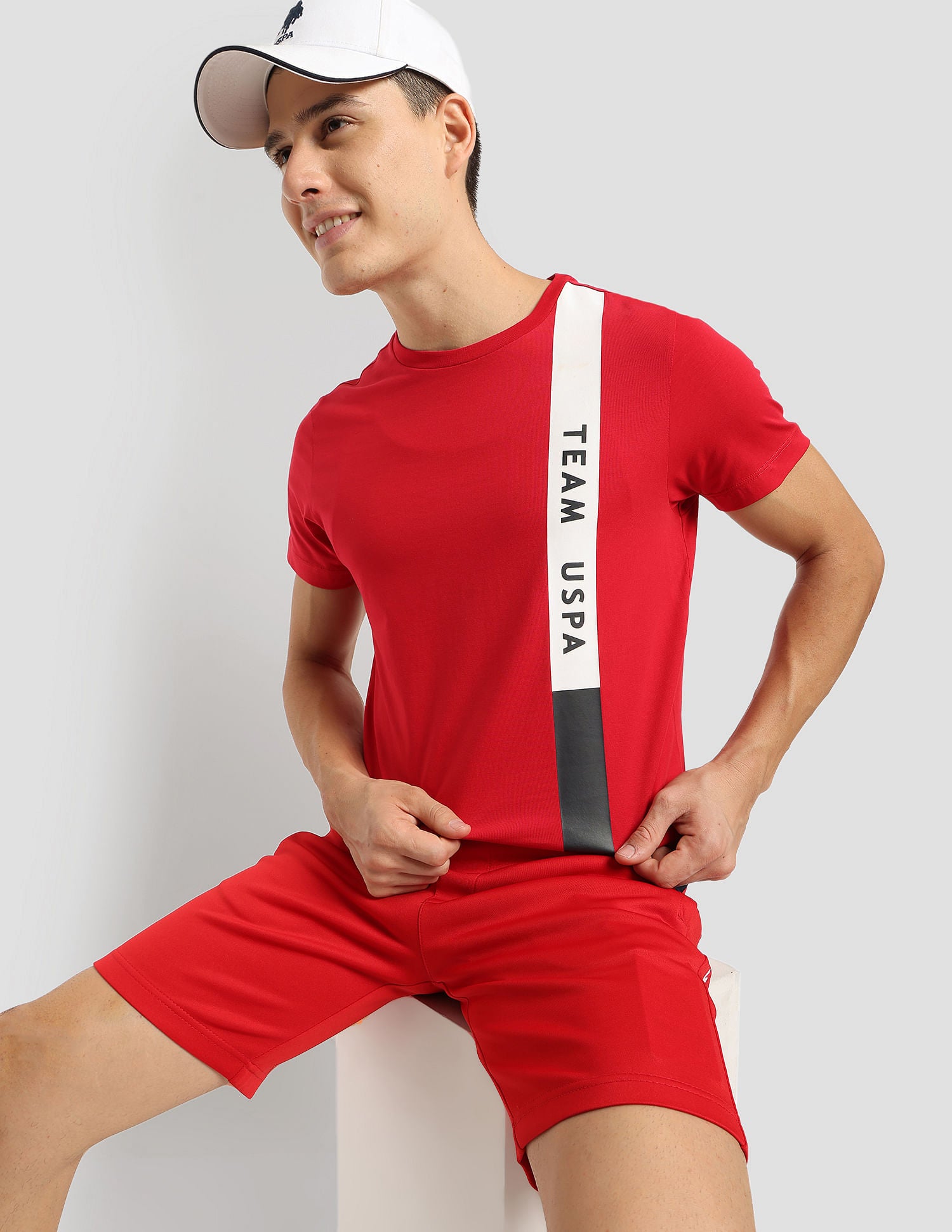 Brand Stripe Training T-Shirt Red - U.S. Polo Assn. India | Large