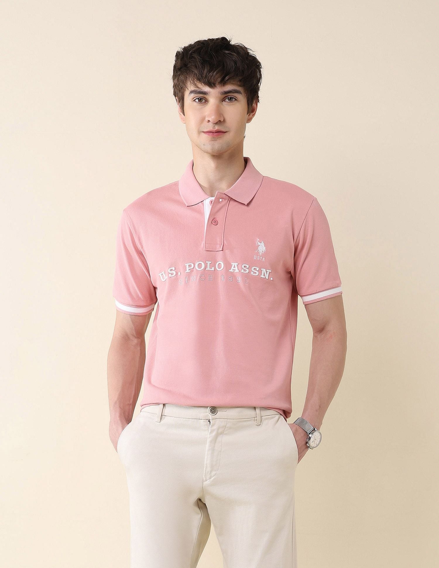 Slim Fit Brand Embroidered Polo Shirt