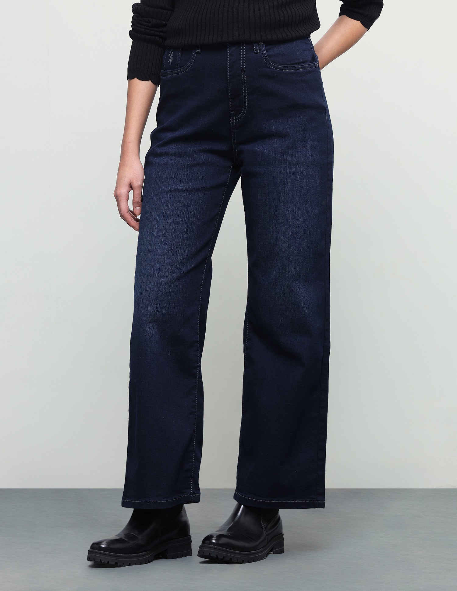 Wide Leg Fit Blue Jeans Dark Blue - U.S. Polo Assn. India | Large