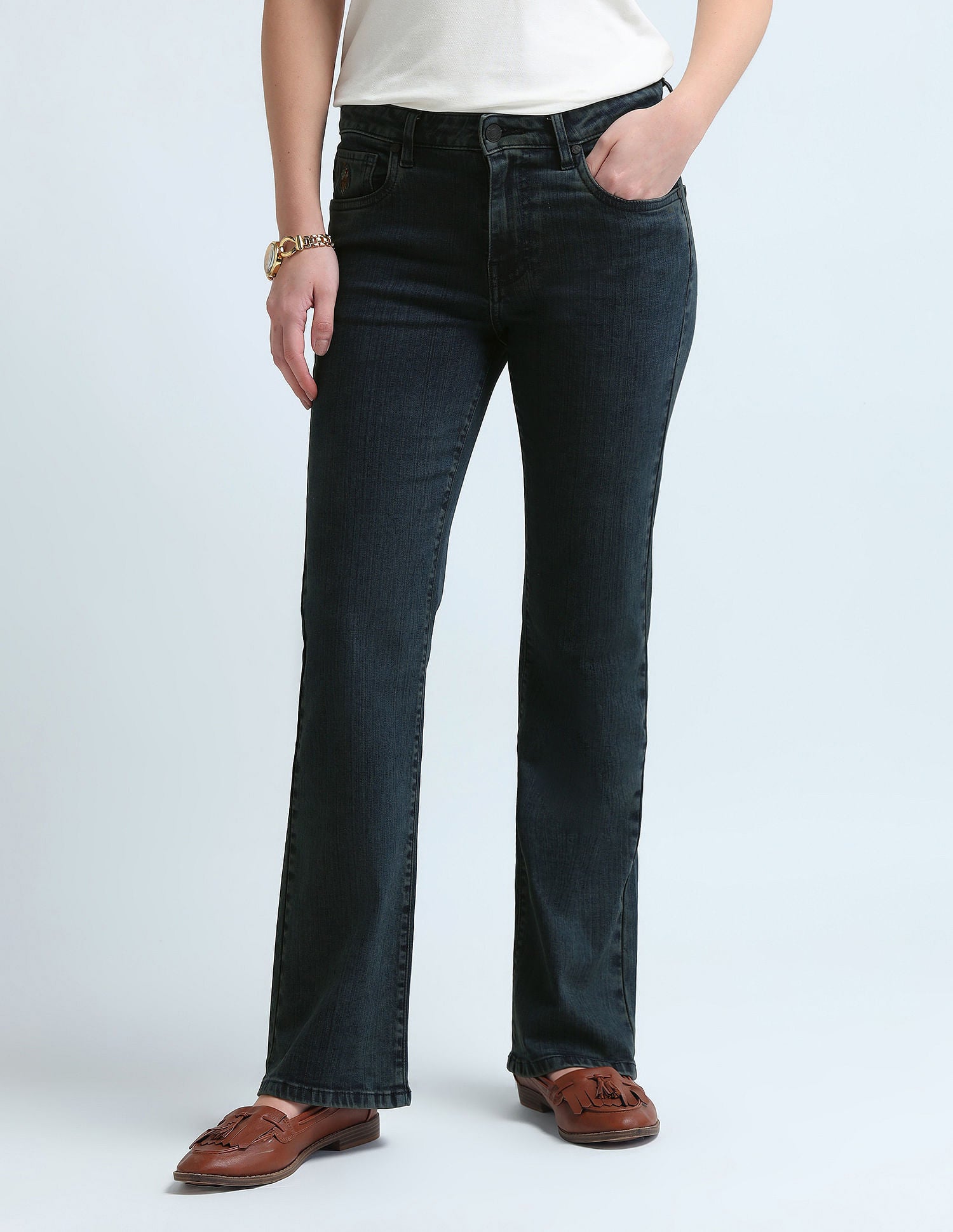 Skinny Bootcut Fit Blue Jeans Blue - U.S. POLO ASSN. | Large