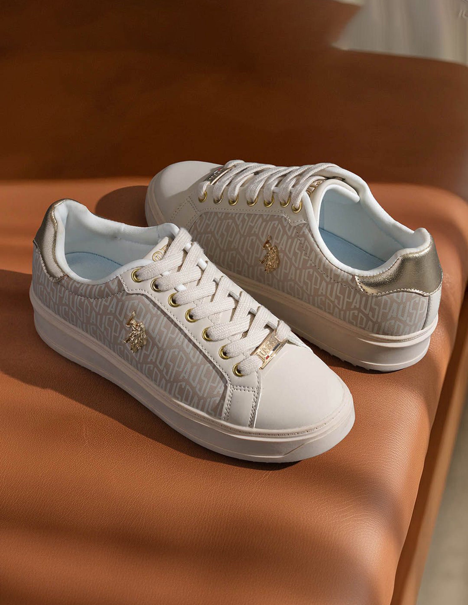 Narcisa Beige Monogram Sneakers Shoes