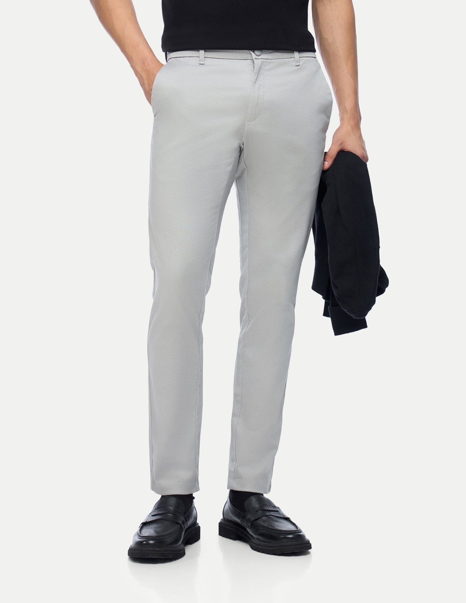Austin Trim Regular Fit Satin Trousers Light Grey - U.S. Polo Assn. India | Large
