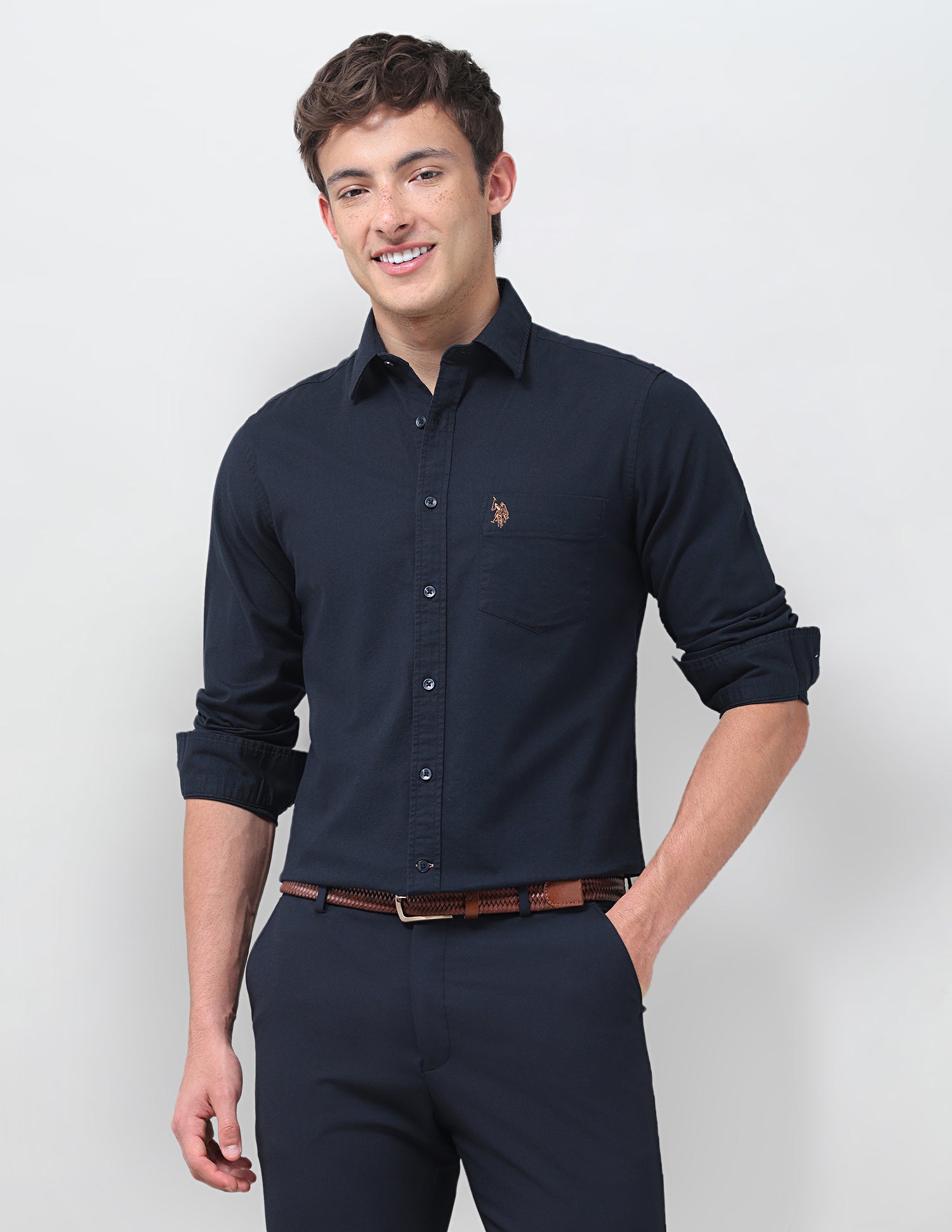 Tailored Fit Oxford Shirt Navy - U.S. Polo Assn. India | Large