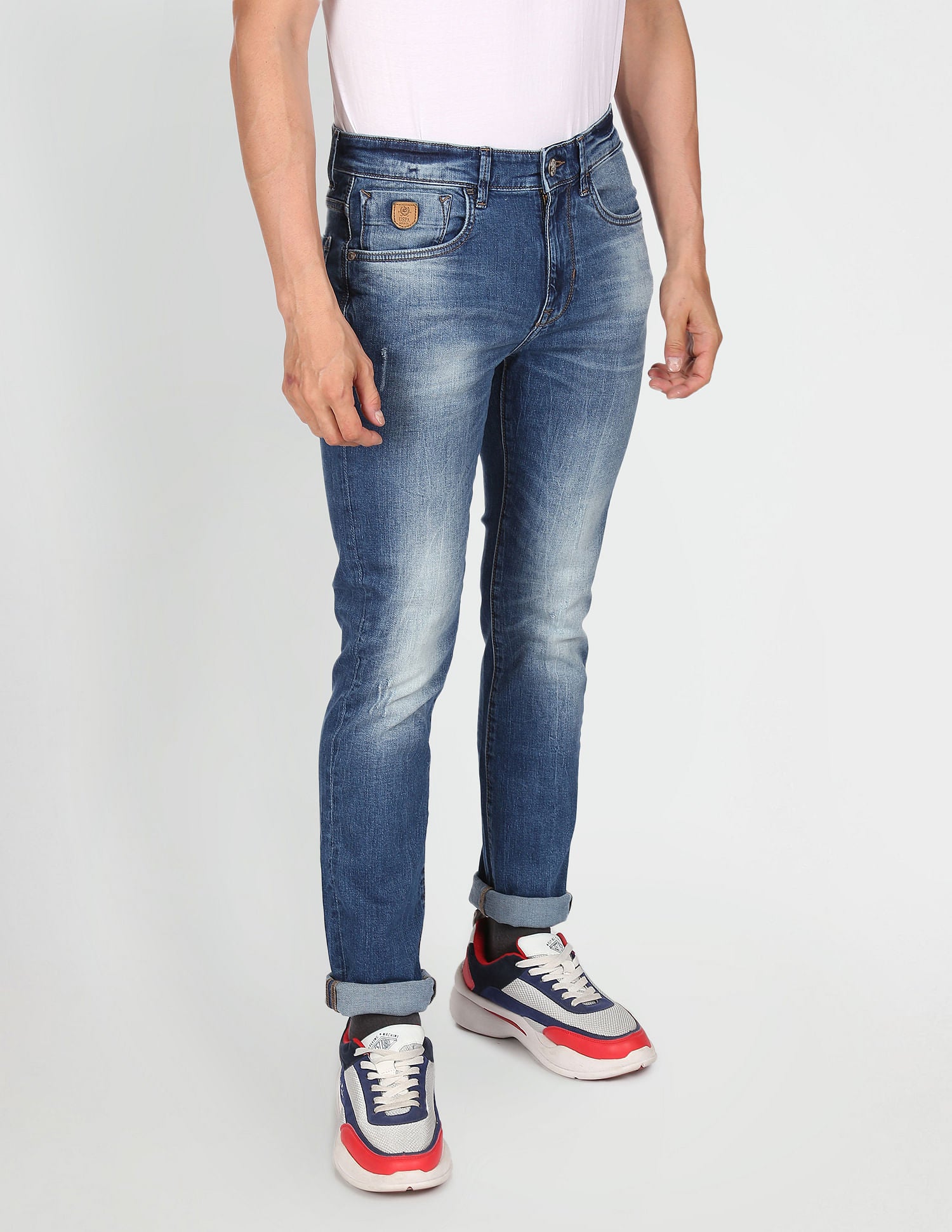 Men Blue Mid Rise Regallo Skinny Fit Jeans Blue - U.S. Polo Assn. India | Large