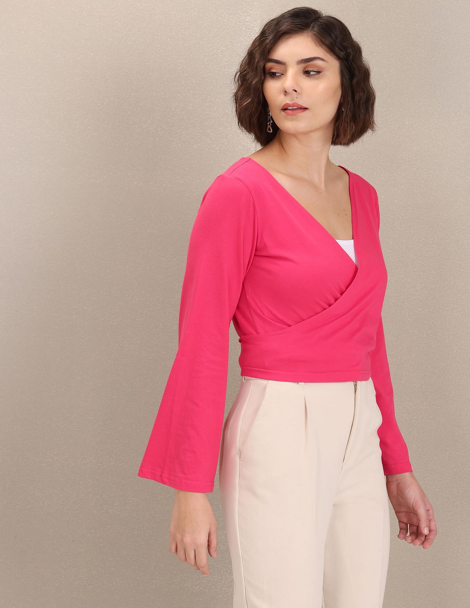 Wrap Around Solid Knit Top Fuchsia - U.S. Polo Assn. India | Large
