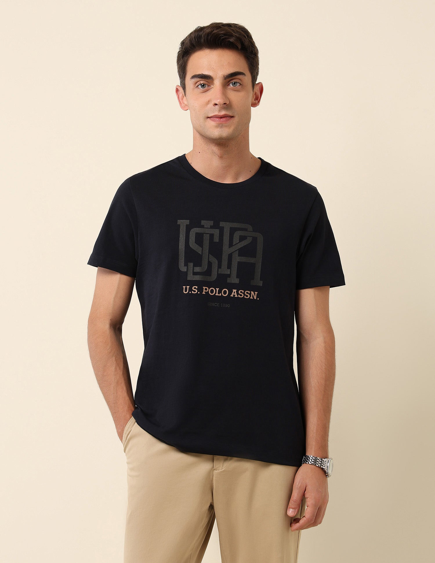 Pure Cotton Slim Fit T- Shirt Navy - U.S. Polo Assn. India | Large