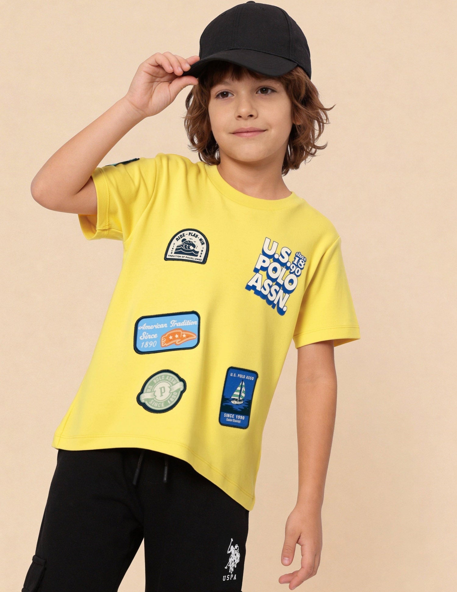 Graphic Brand Applique Regular Fit T-Shirt Light Yellow - U.S. Polo Assn. India | Large