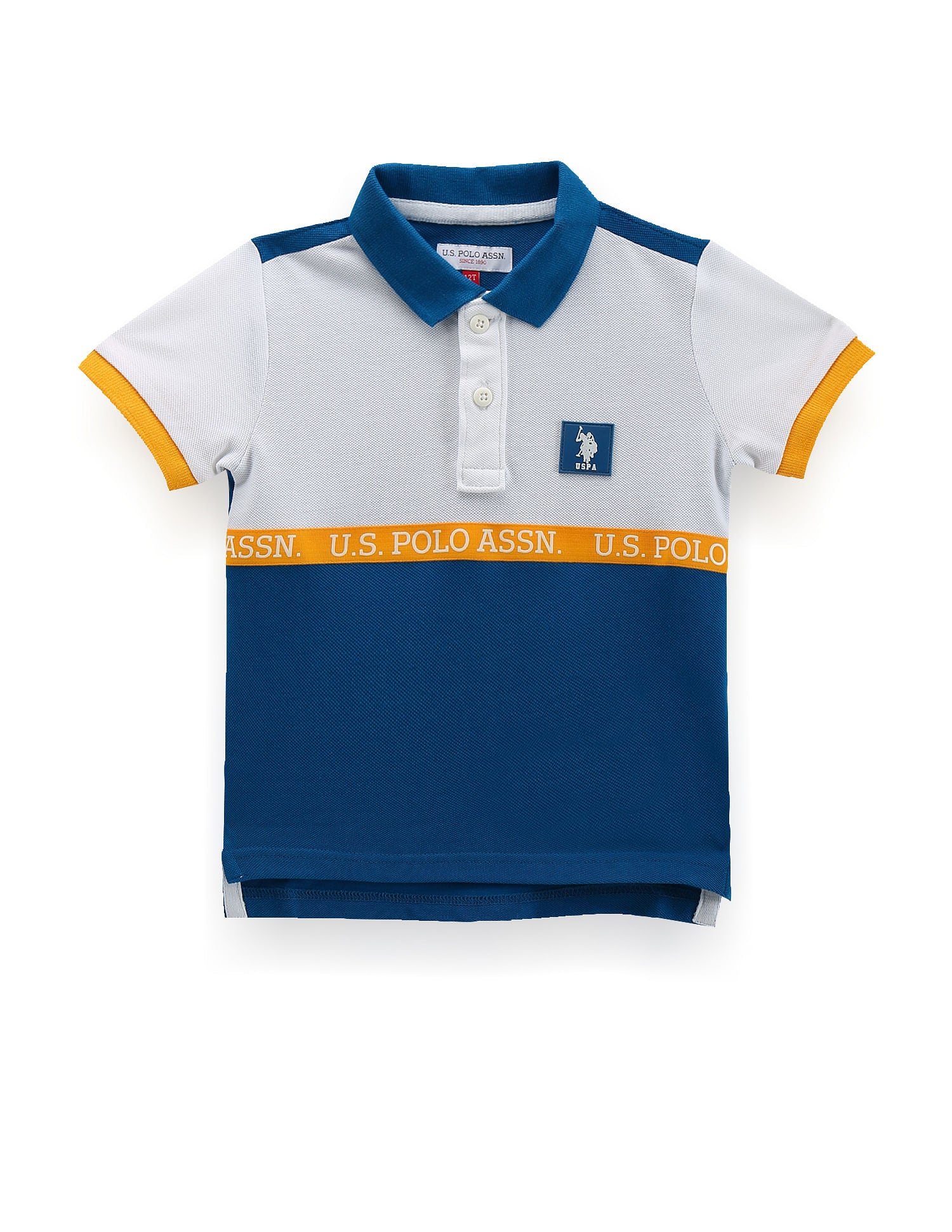 Boys Colour Block Cotton Polo Shirt